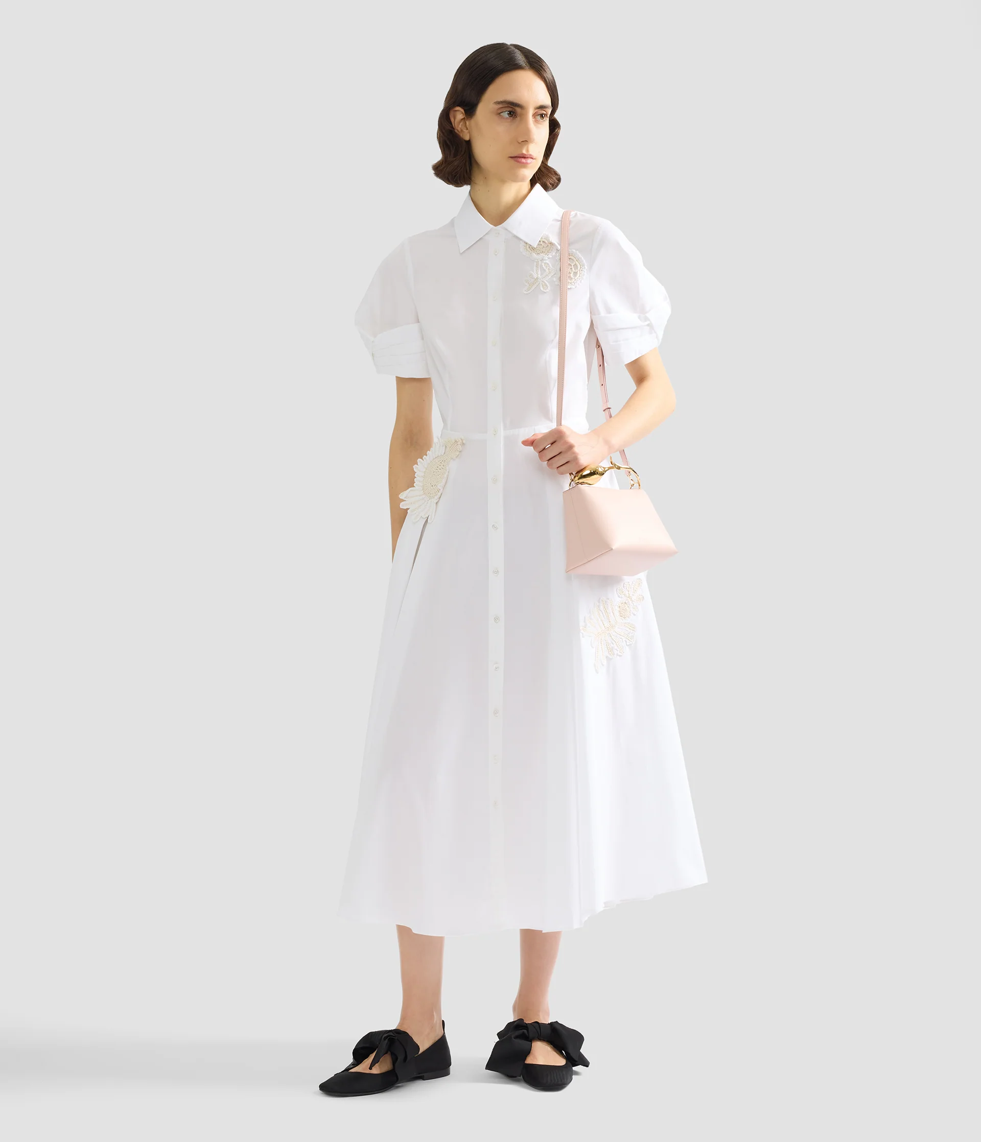 Appliqué Cotton Midi Shirt Dress - Image 2