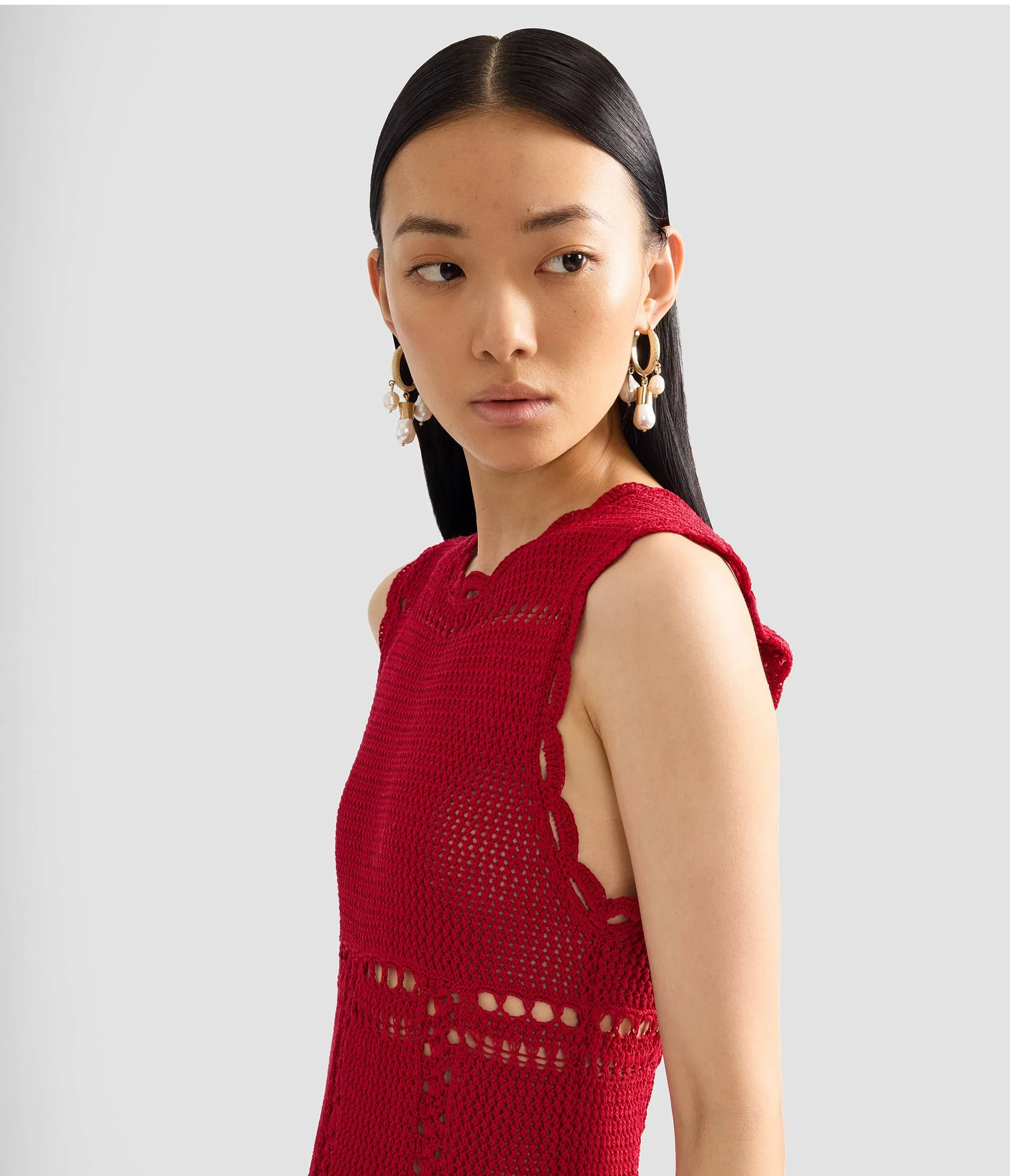 Cotton Crochet Flared Midi Dress - Image 6