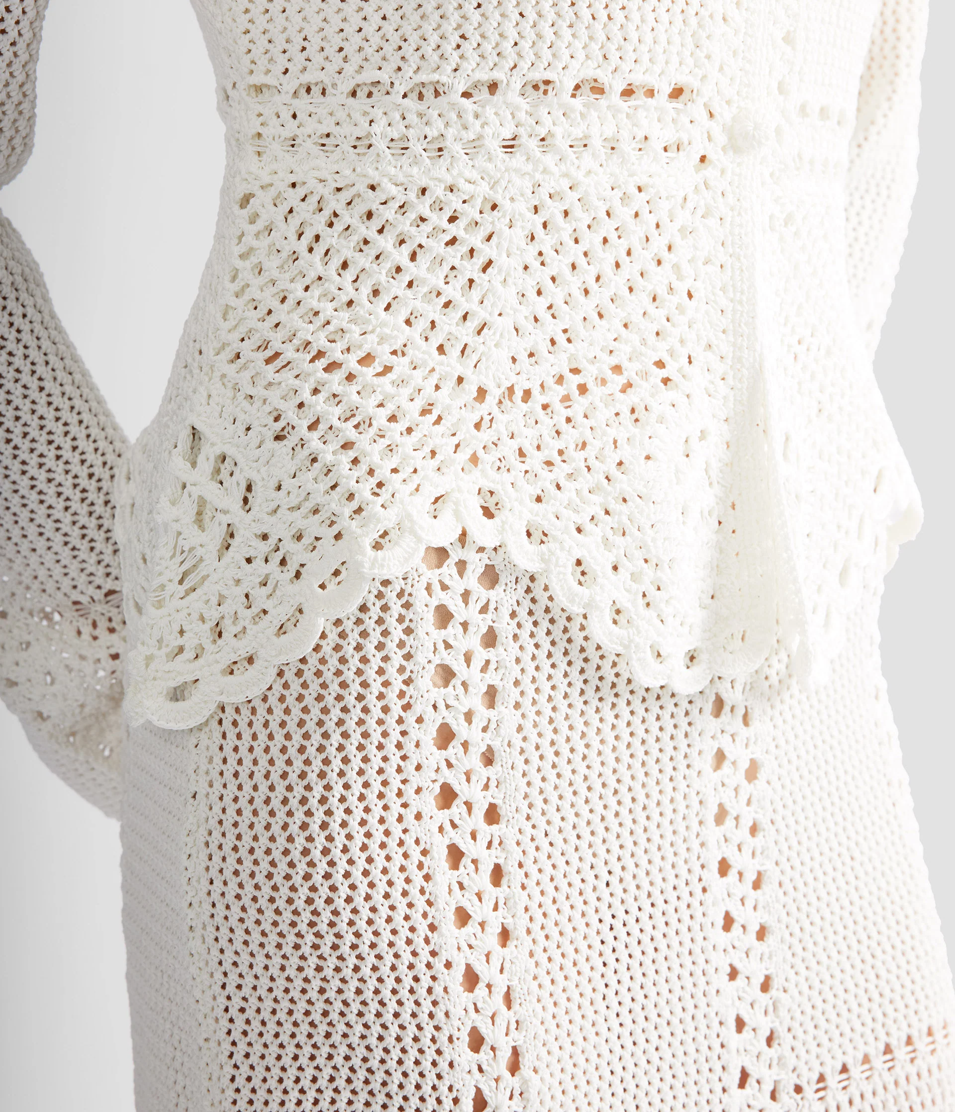 Cotton Crochet Peplum Cardigan - Image 6