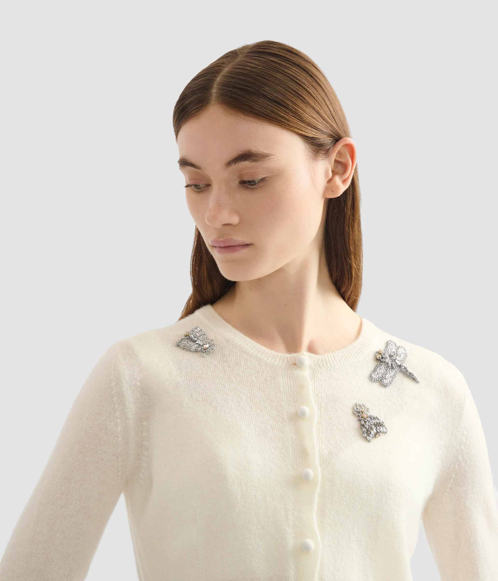 Embellished Crew Neck Cardigan - Image 4