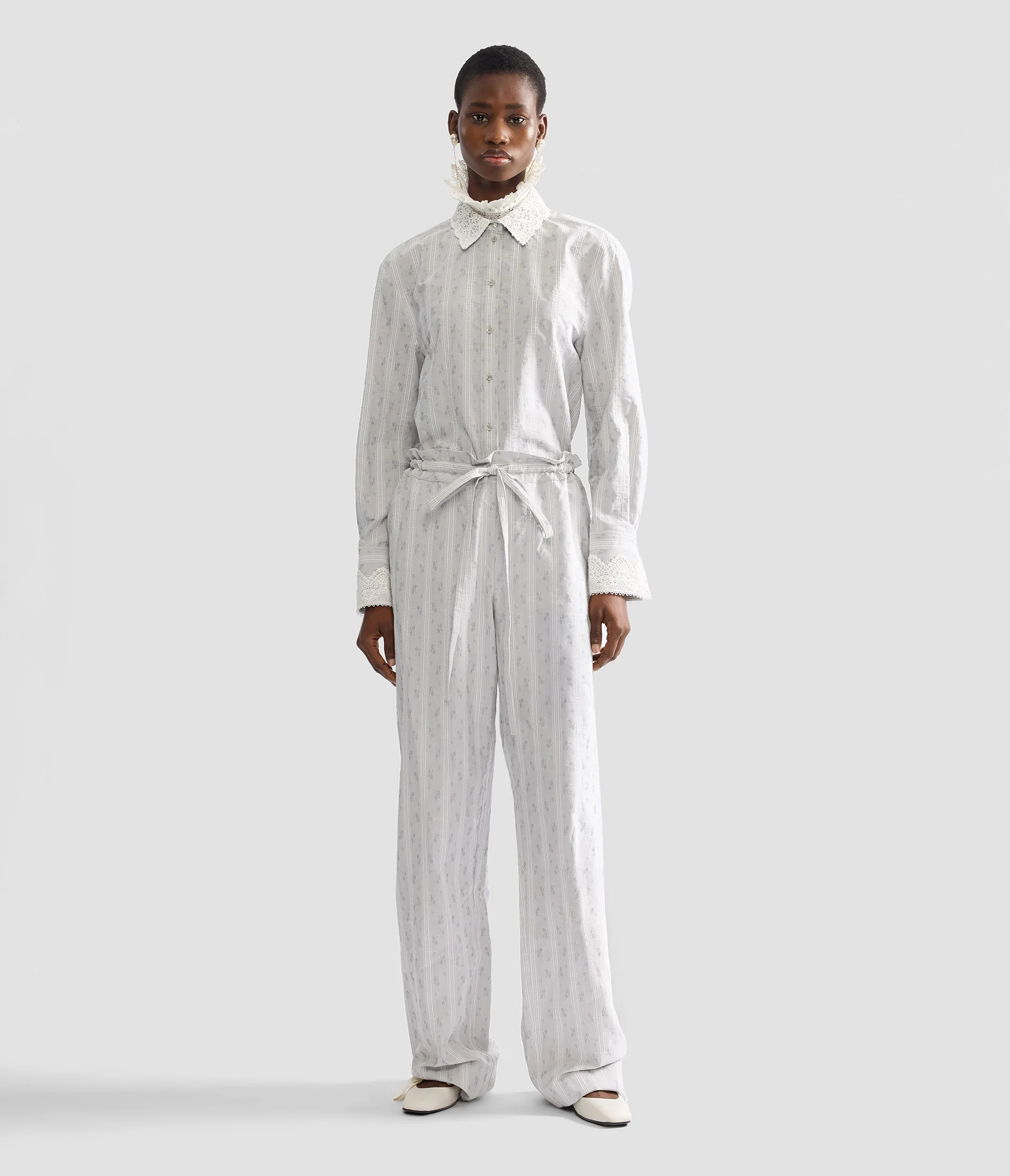 Ditsy Cotton Stripe Long Sleeve Shirt - Image 2