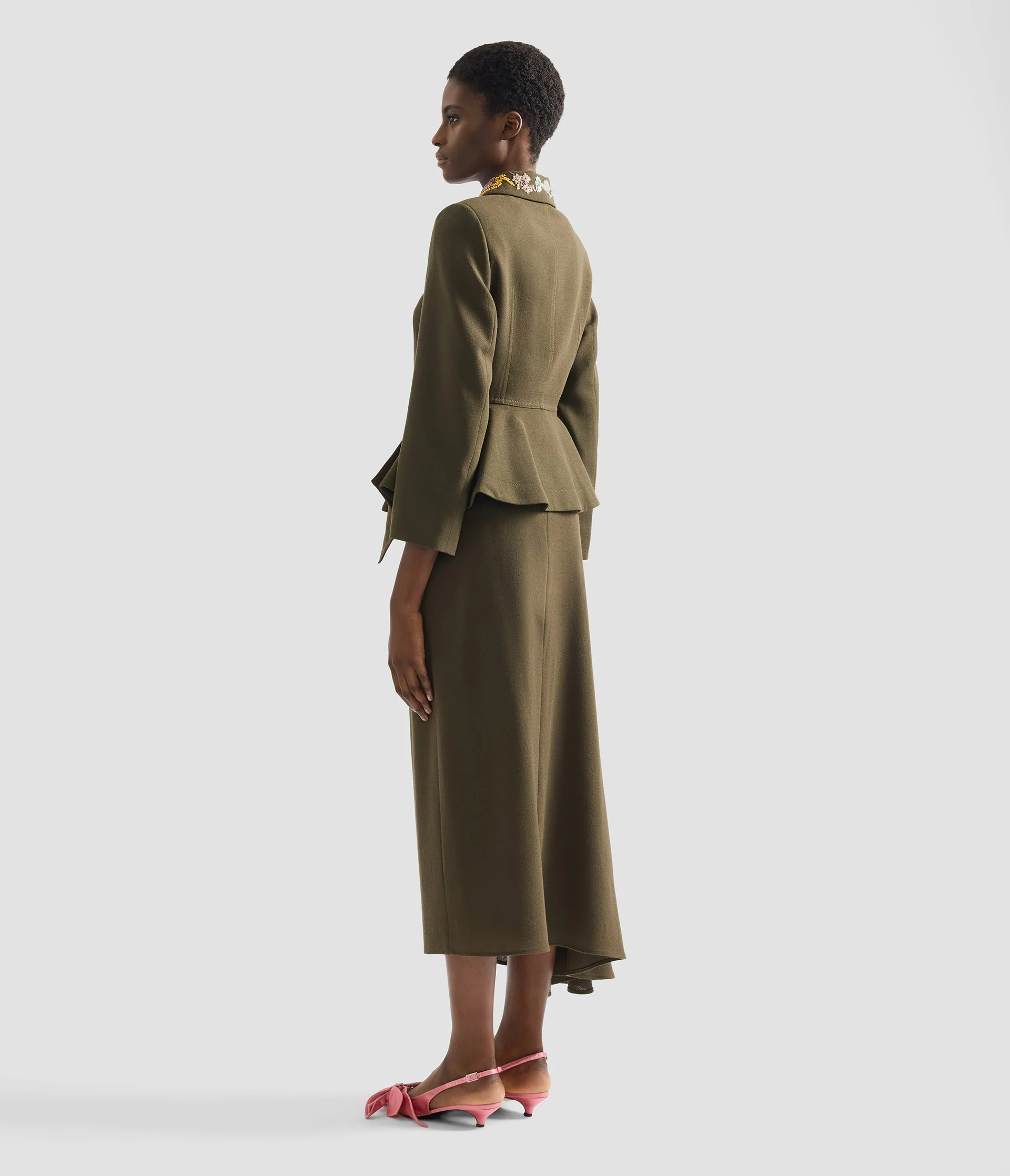 Draped Crepe Midi Skirt - Image 3