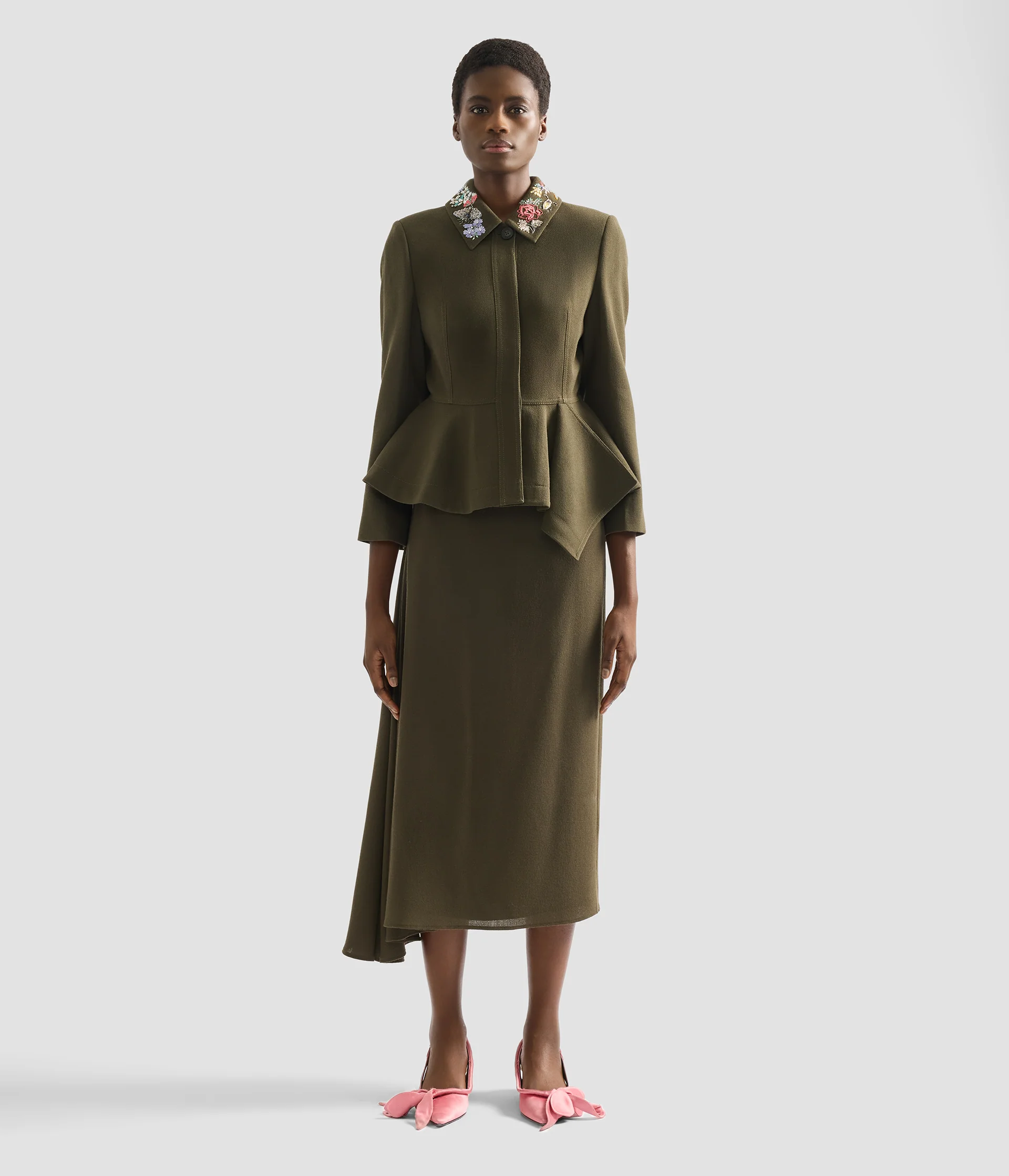 Draped Crepe Midi Skirt - Image 4