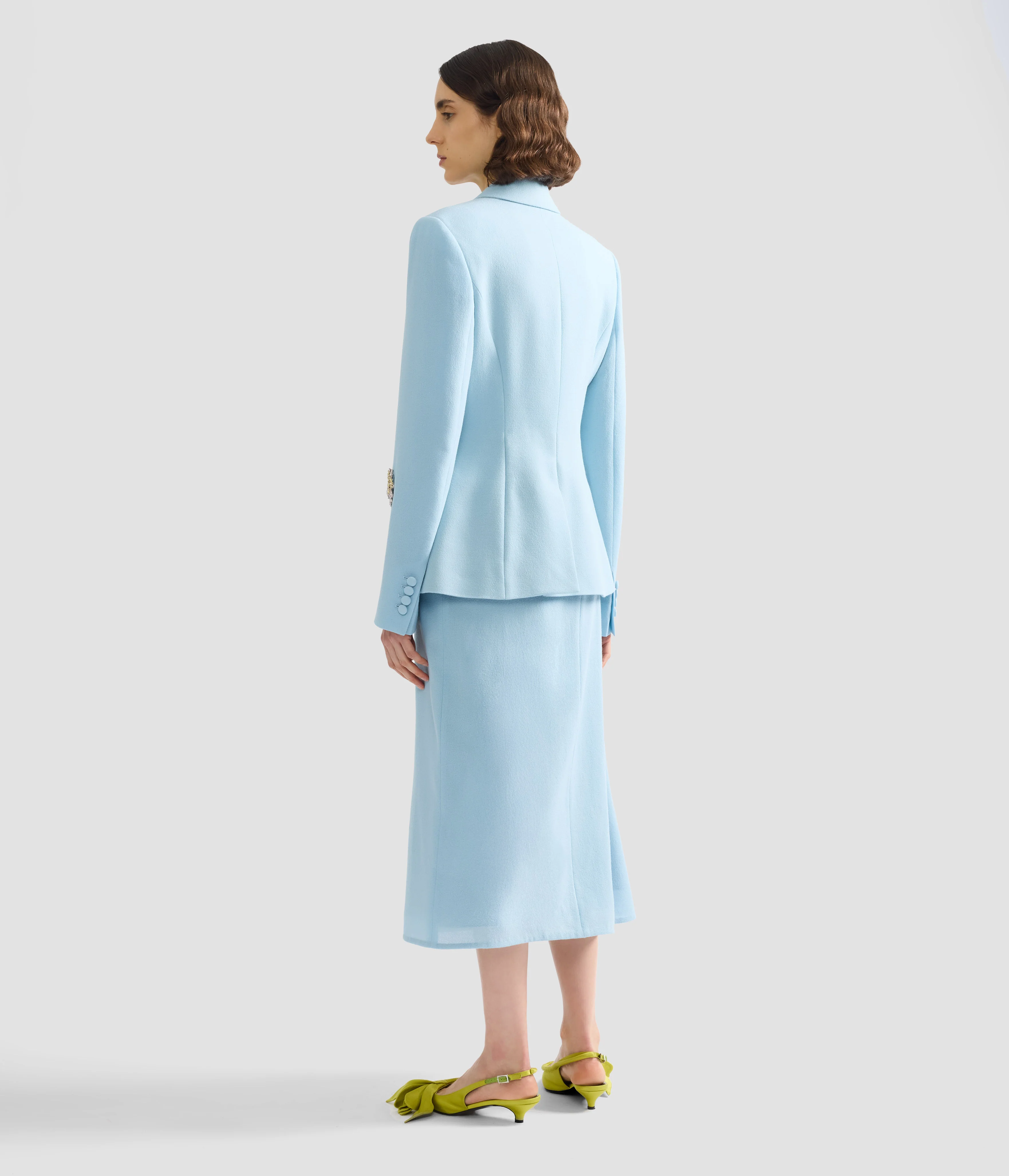 Embellished Crepe Draped Midi Skirt - Image 4