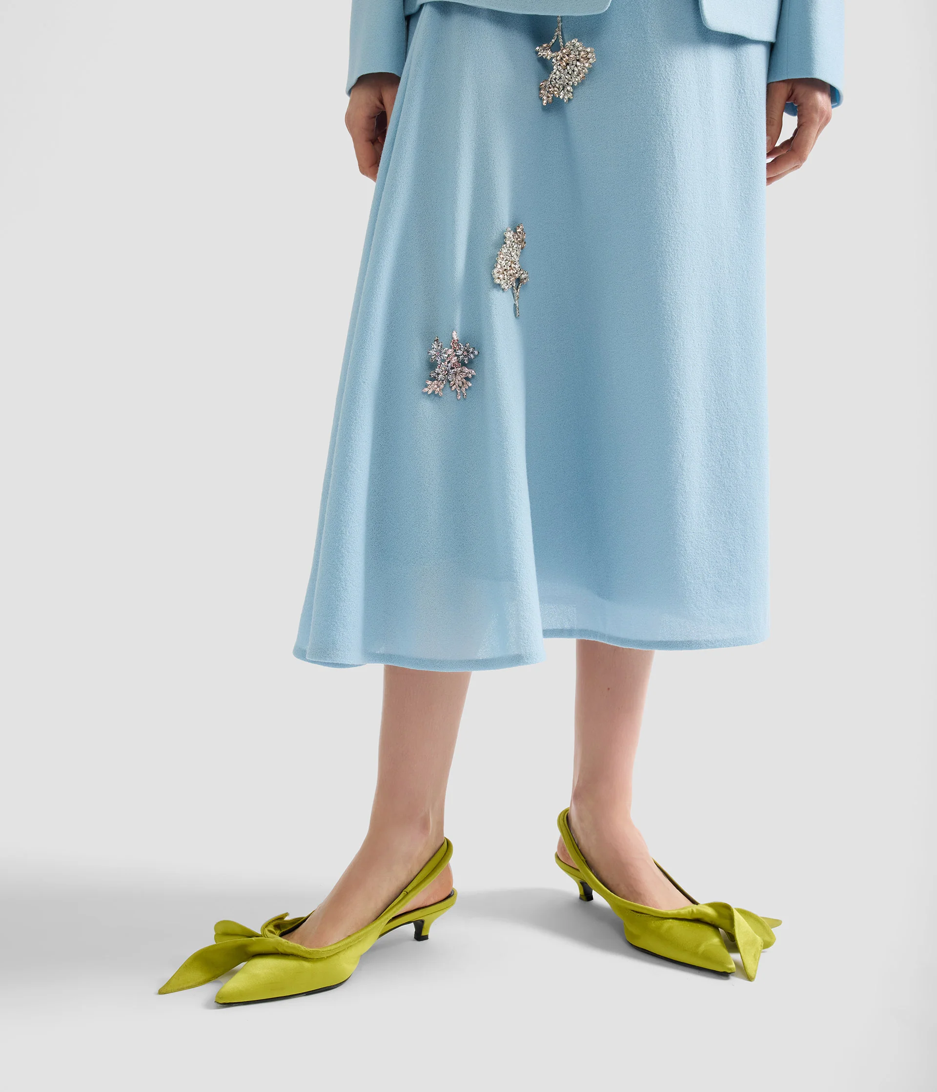 Embellished Crepe Draped Midi Skirt - Image 5