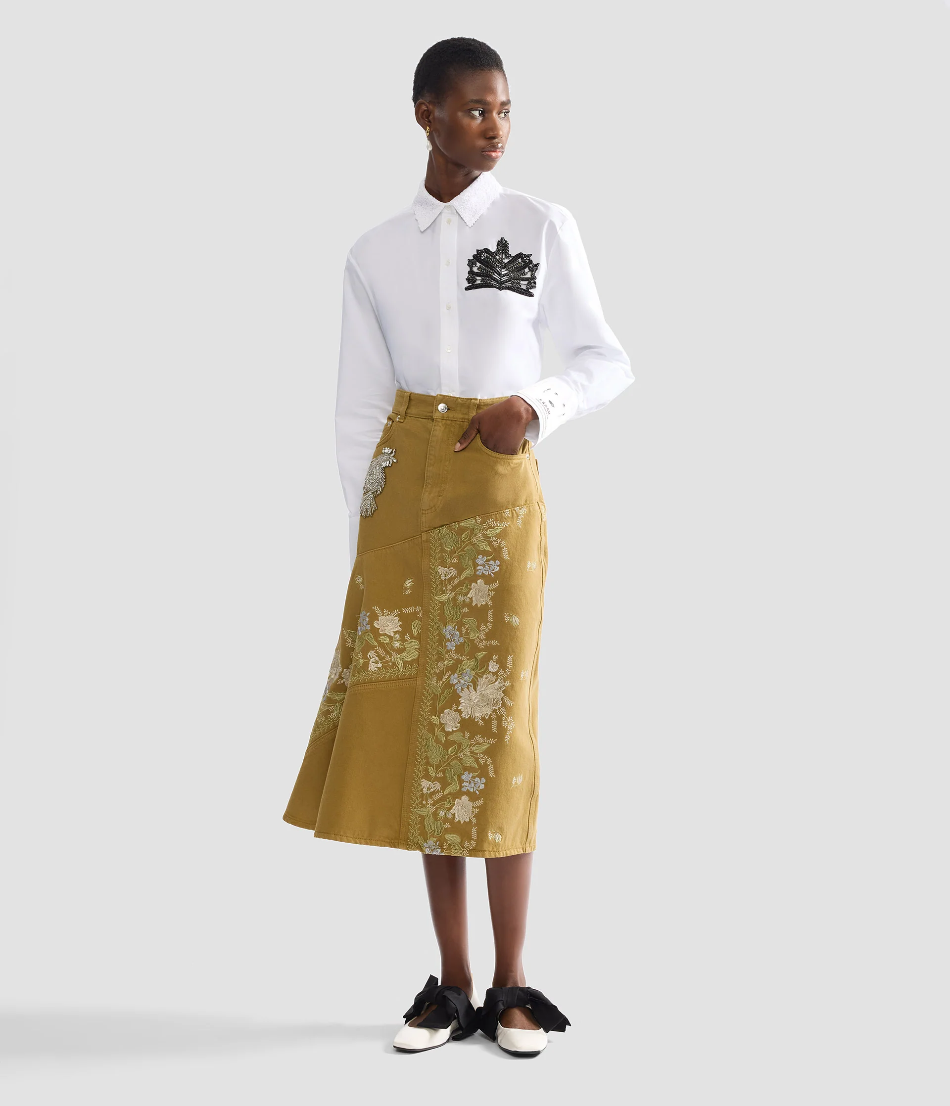 Embellished Cotton Poplin Long Sleeve Shirt - Image 2