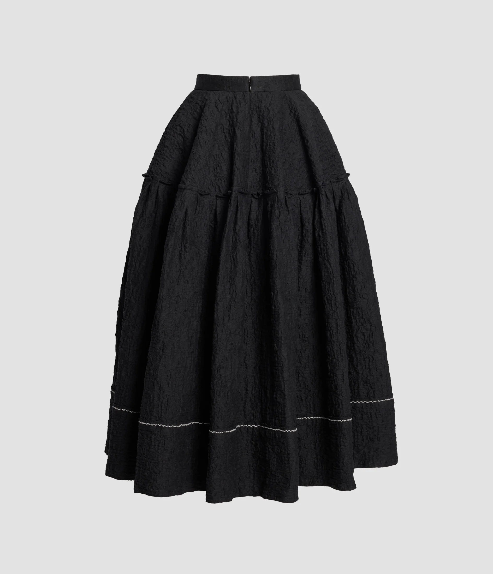 Embroidered Cotton Cloque Skirt - Image 2