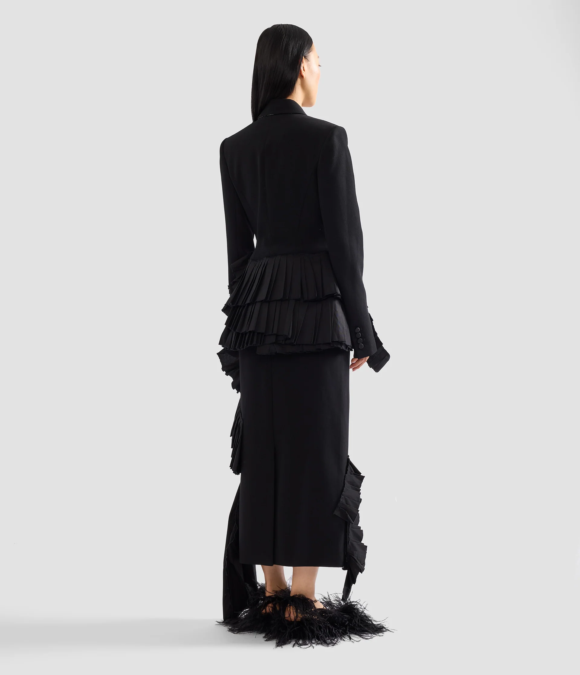 Embroidered Grain De Poudre Fitted Blazer - Image 3