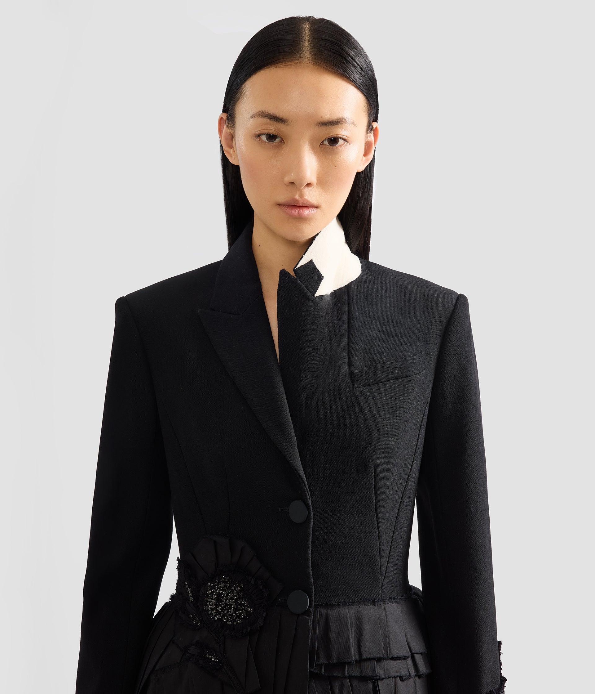 Embroidered Grain De Poudre Fitted Blazer - Image 5