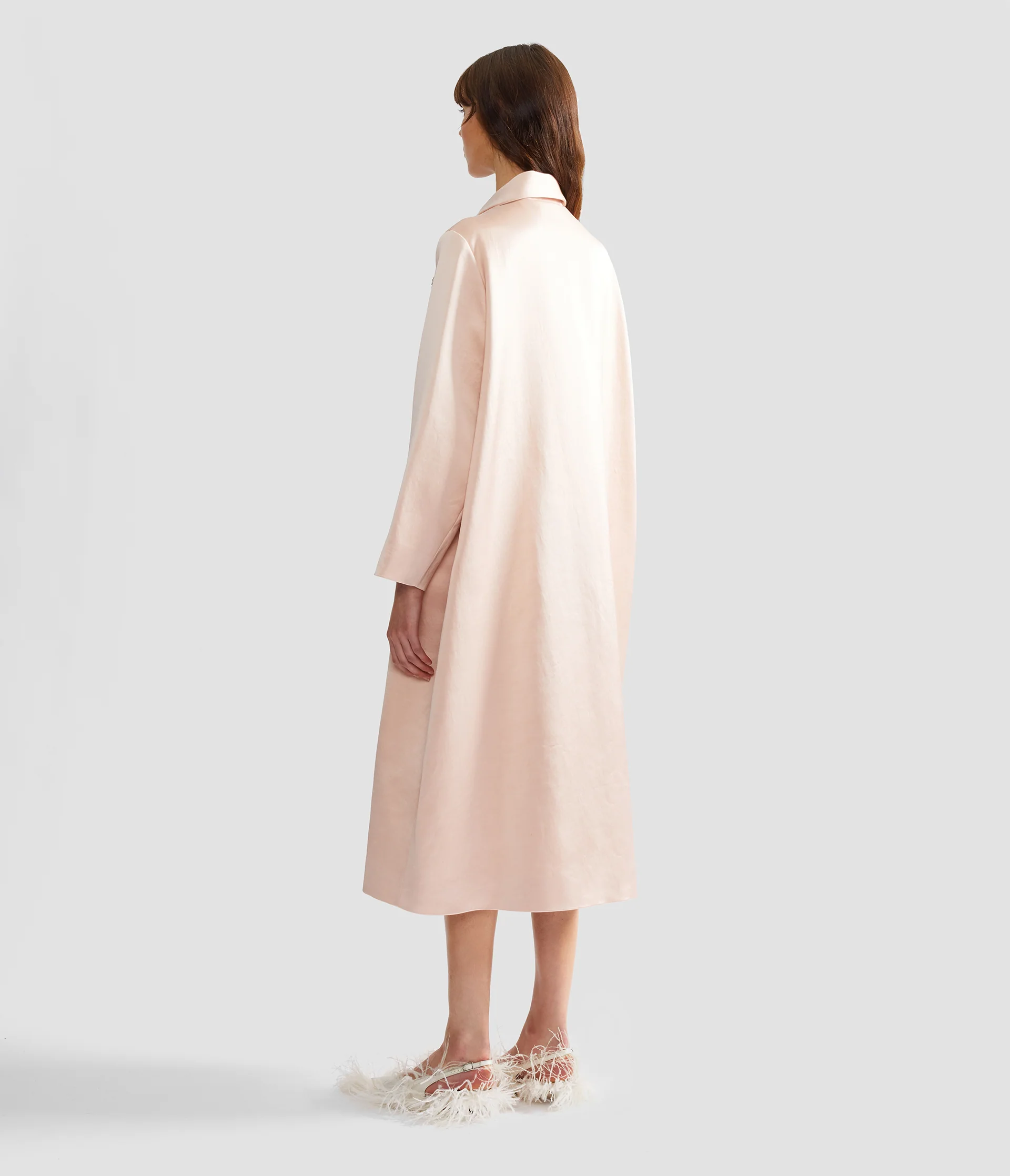 Embroidered Heavy Satin Coat - Image 3
