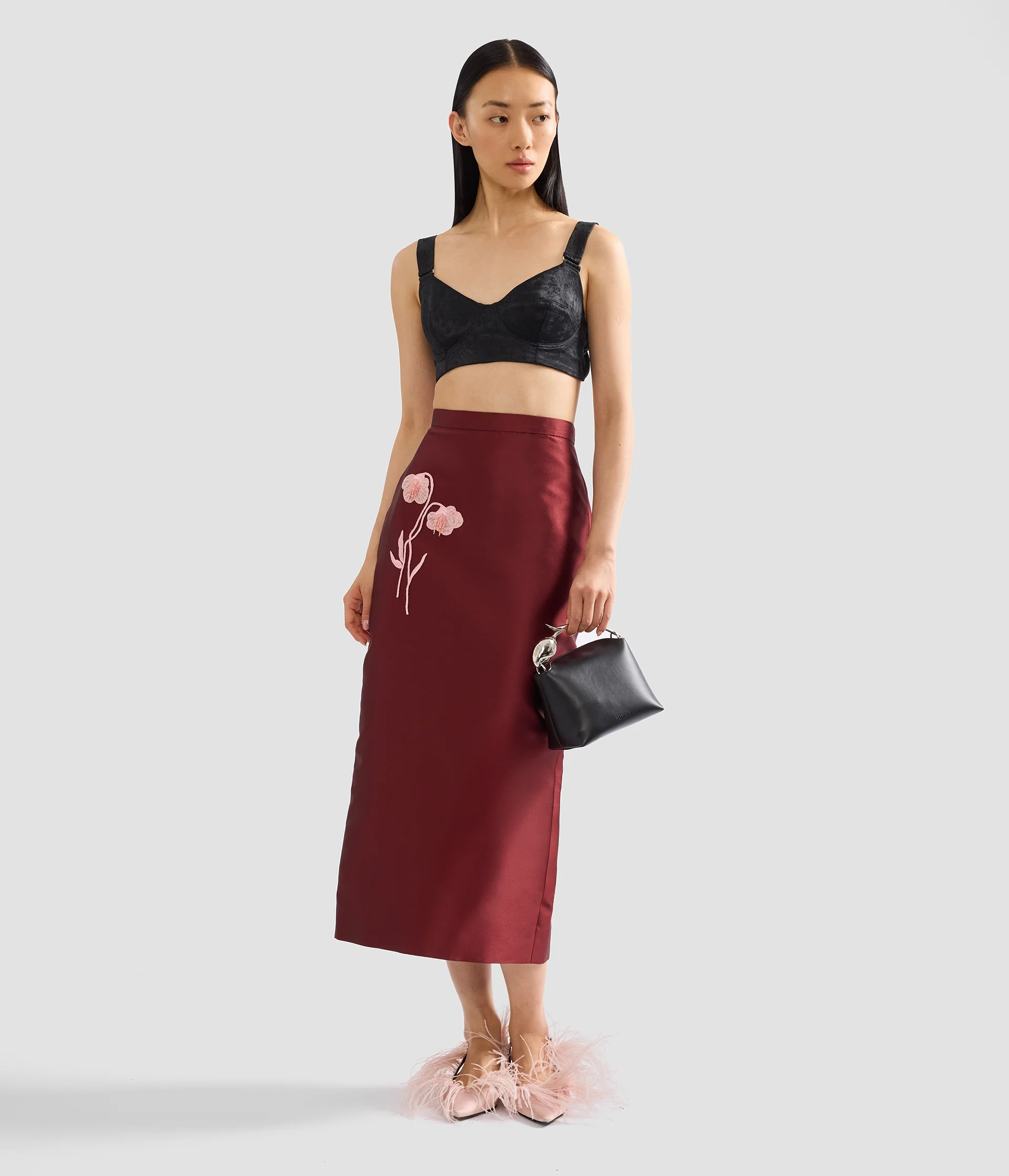 Embroidered Mikado Midi Pencil Skirt - Image 2
