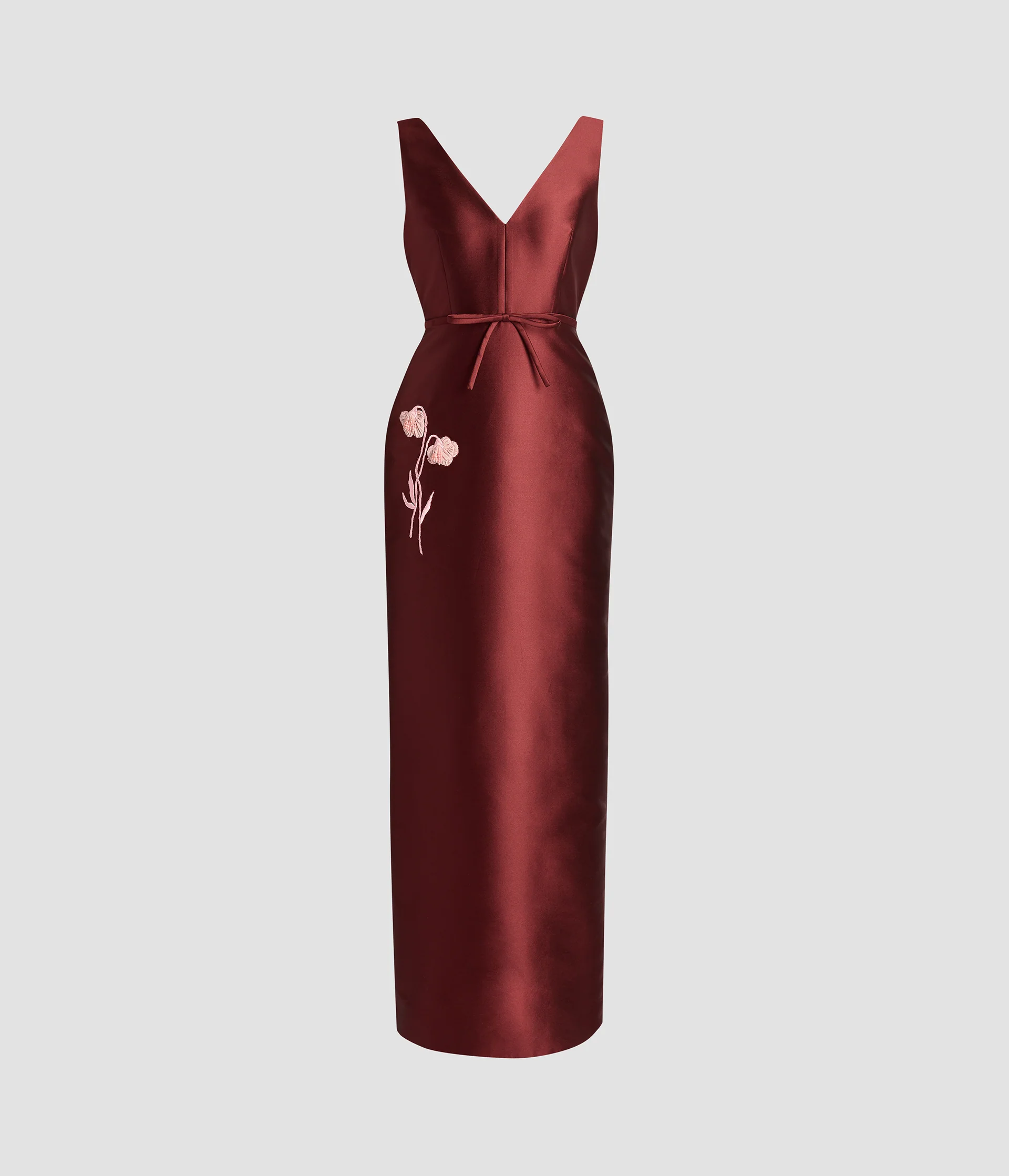 Embroidered Mikado Pencil Gown