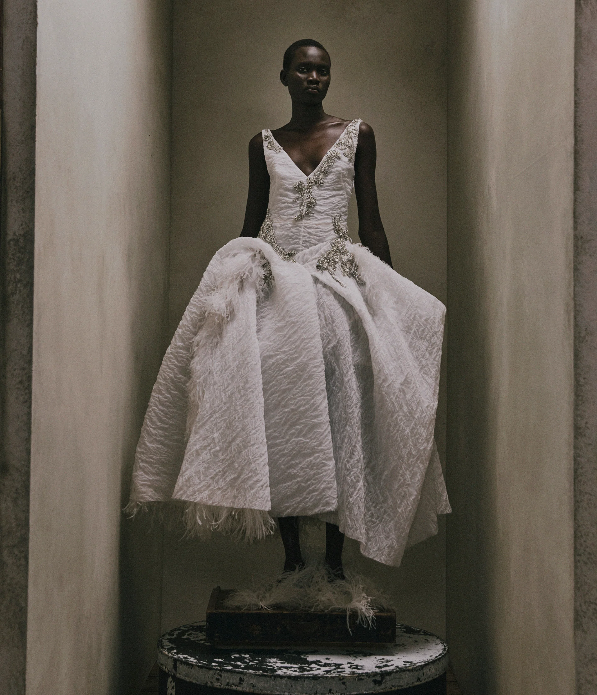 Embroidered Organza Cloque Midi Dress - Image 2