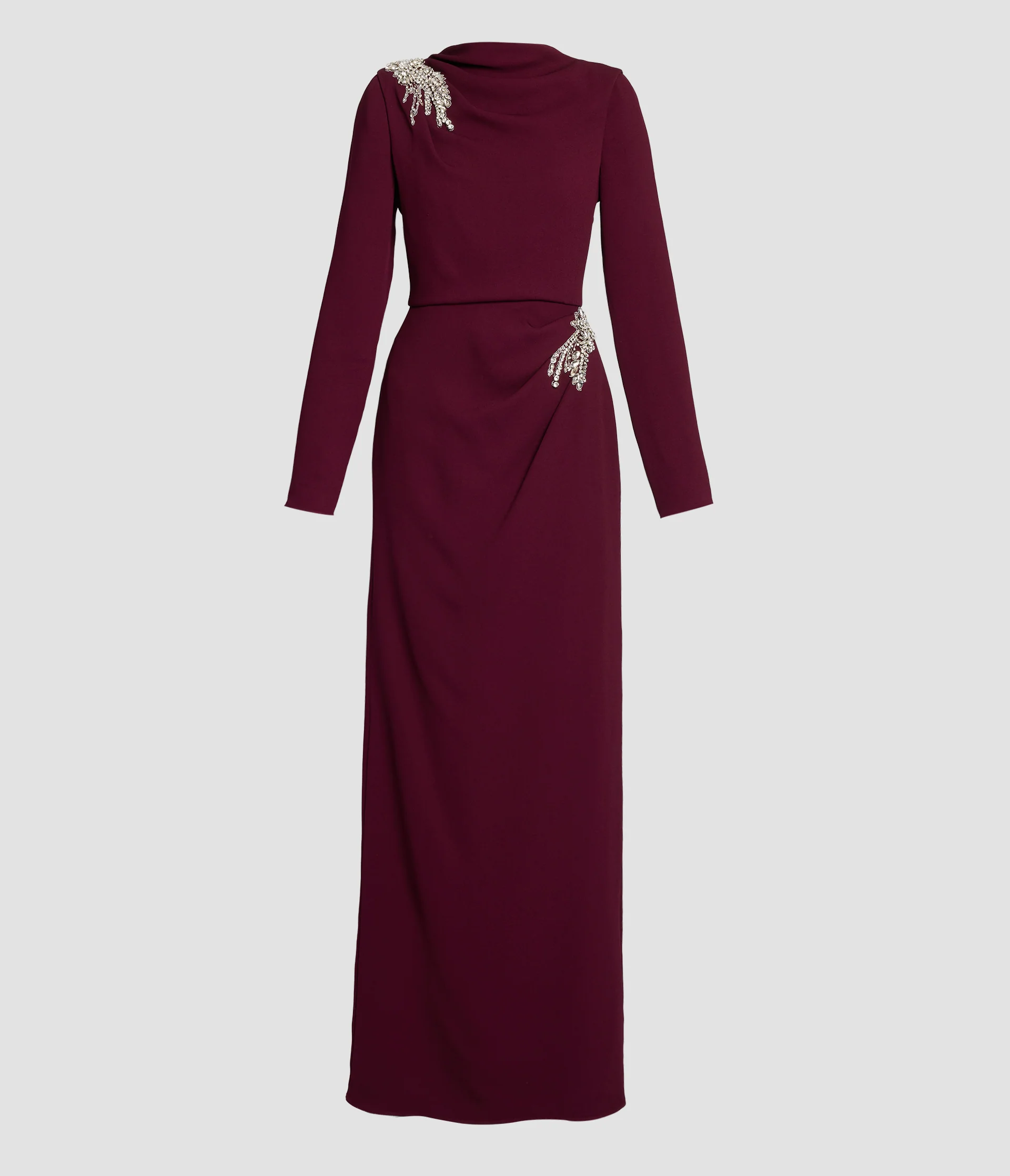 Embroidered Sable Long Sleeve Gown