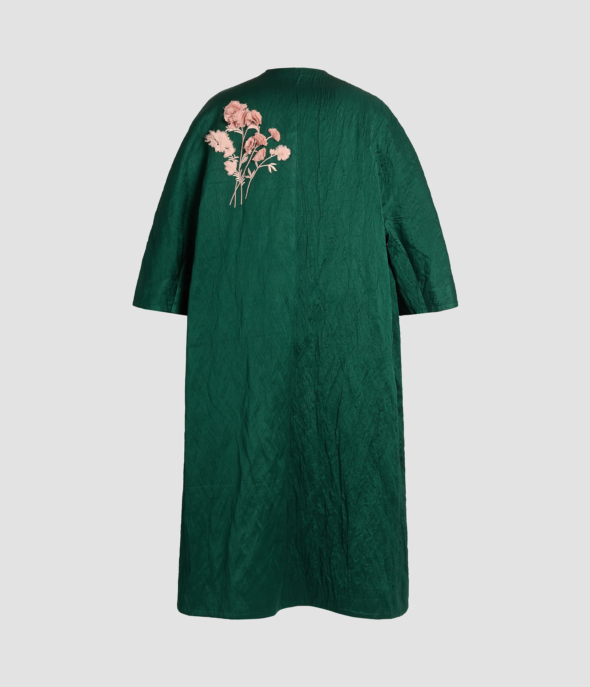 Embroidered Textured Satin Coat - Image 2
