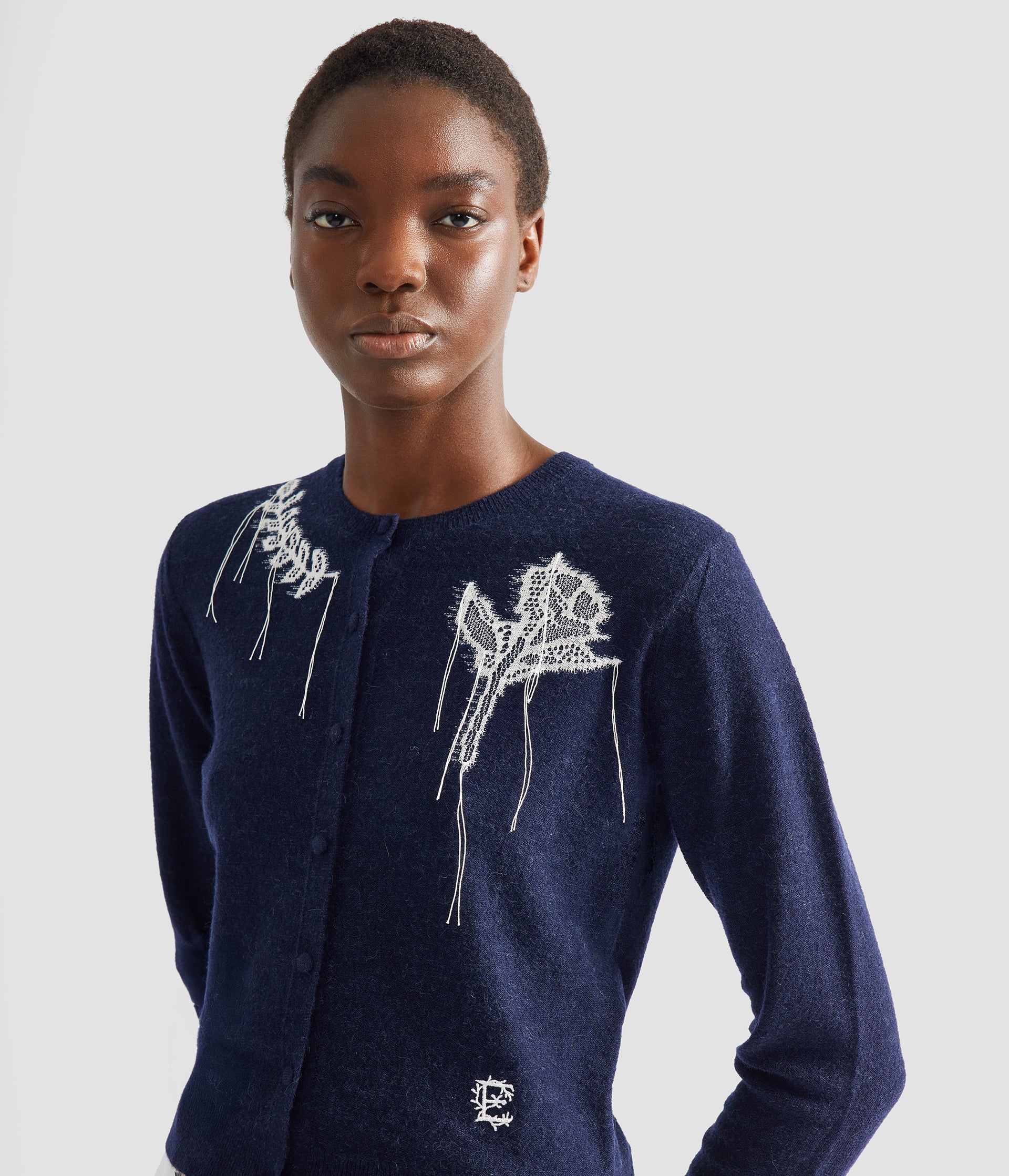 Fine Alpaca Blend Fitted Cardigan - Image 5