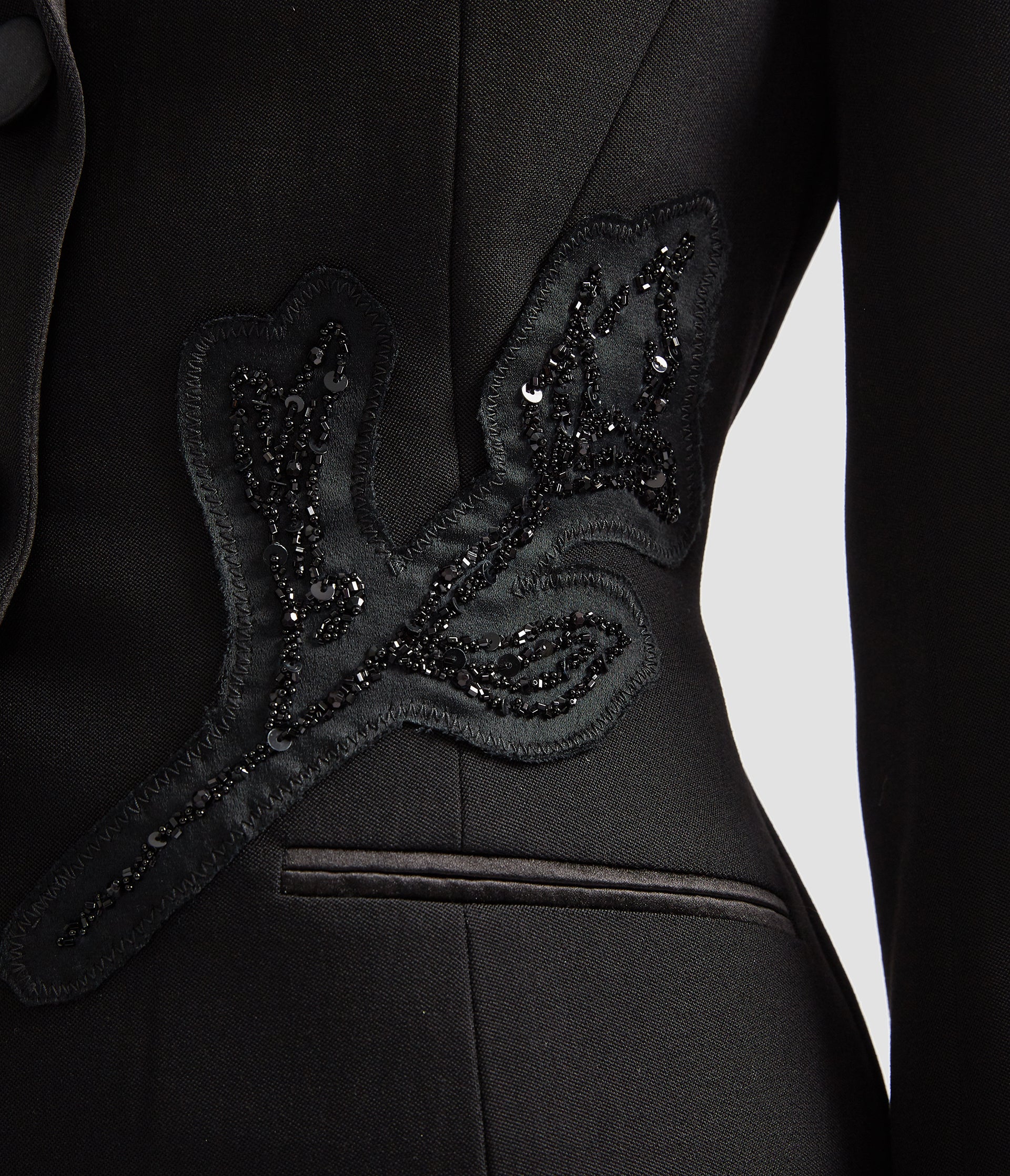 Embellished Grain De Poudre Fitted Blazer - Image 6
