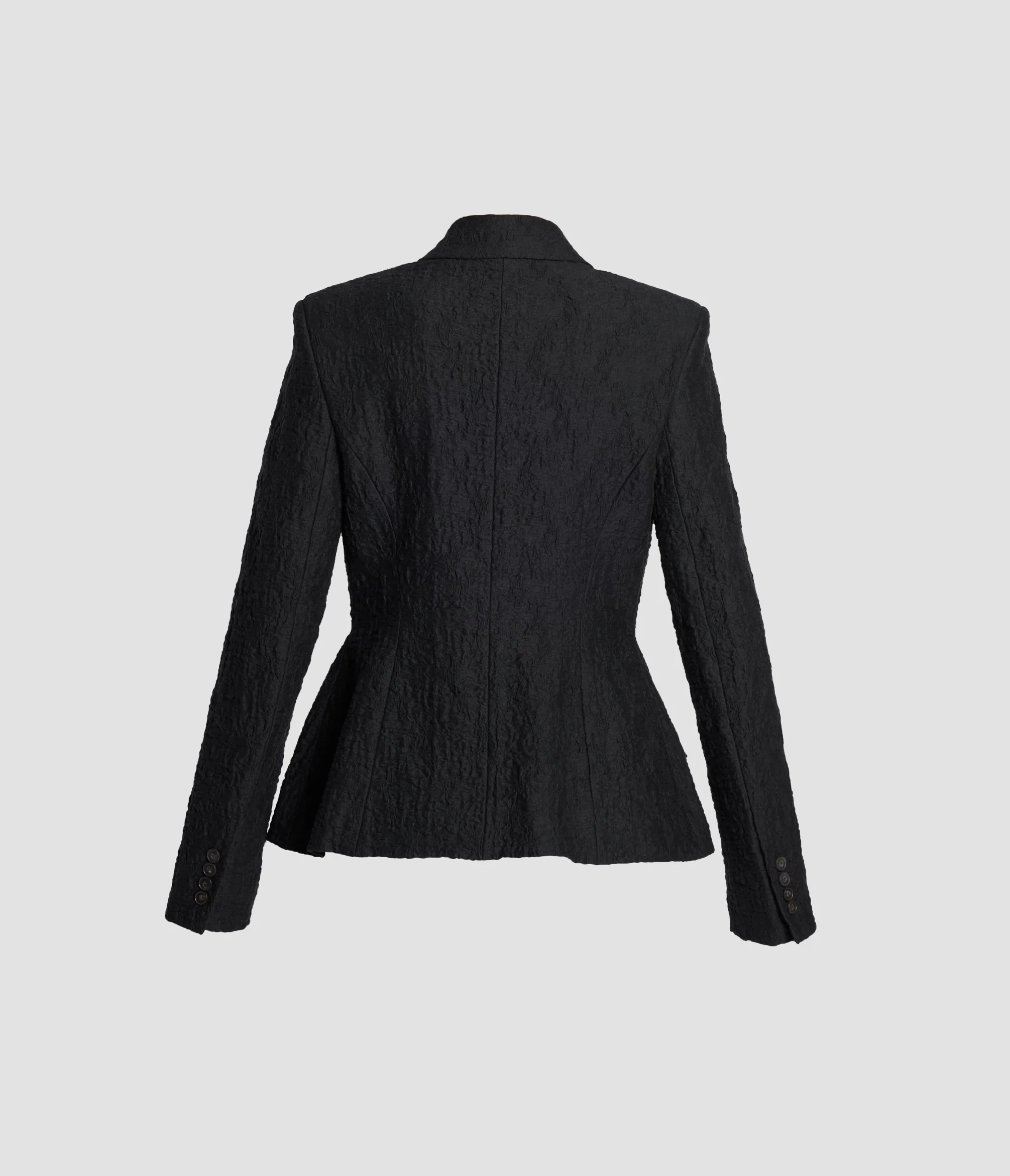 Floral Appliqué Cotton Cloque Fitted Blazer - Image 2