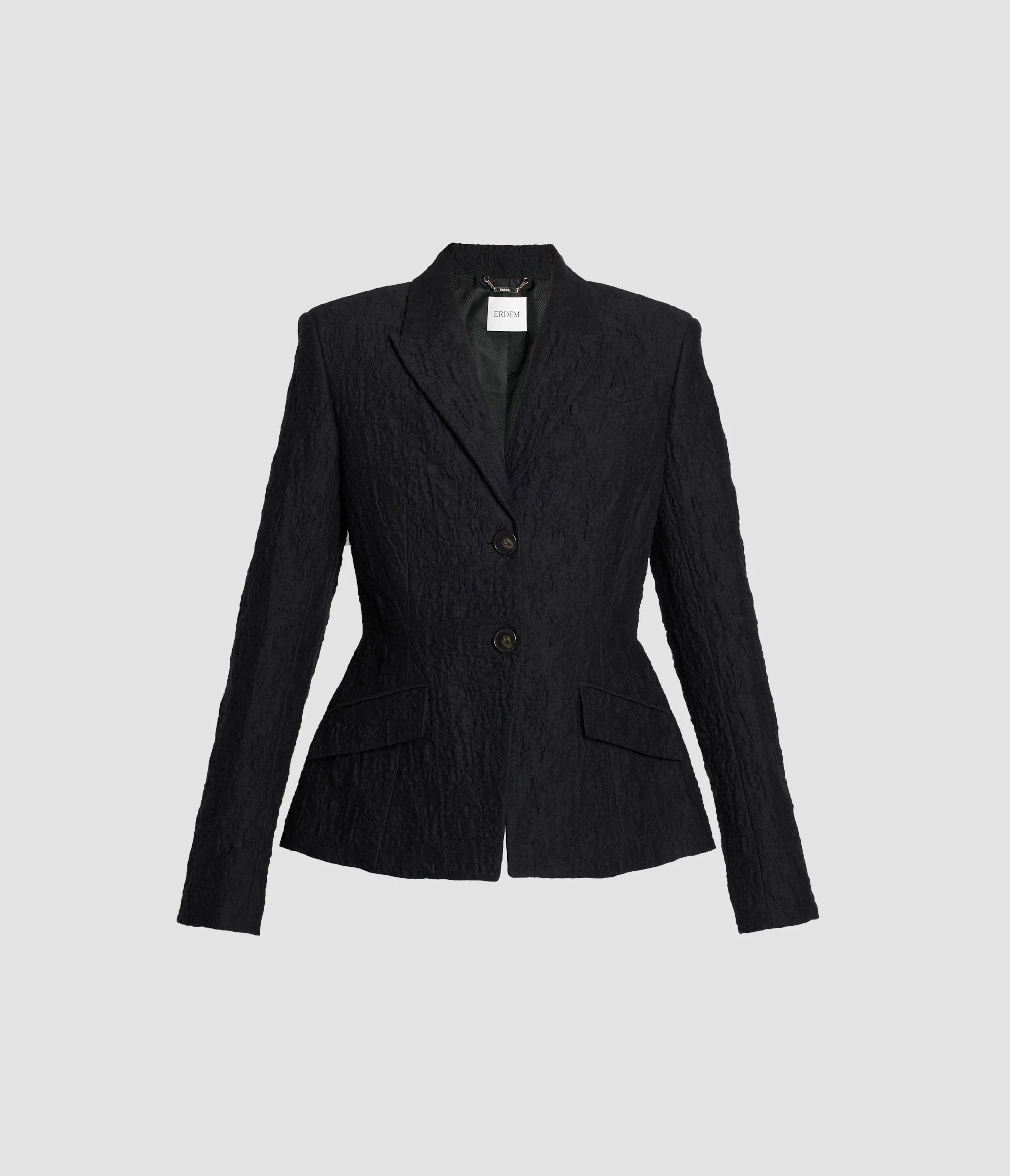 Floral Appliqué Cotton Cloque Fitted Blazer - Image 3