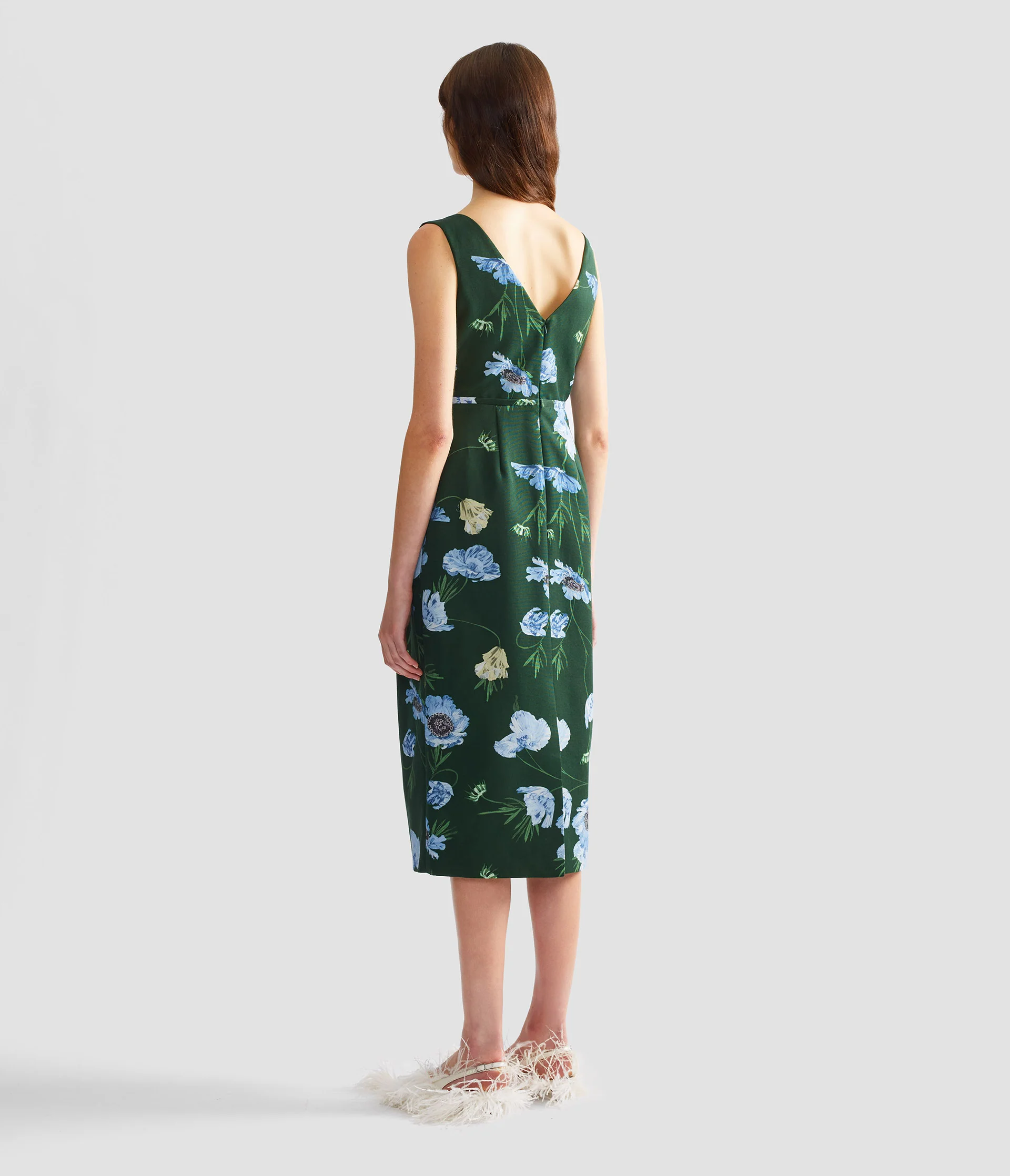 Floral Cotton Faille Sleeveless Midi Pencil Dress - Image 3