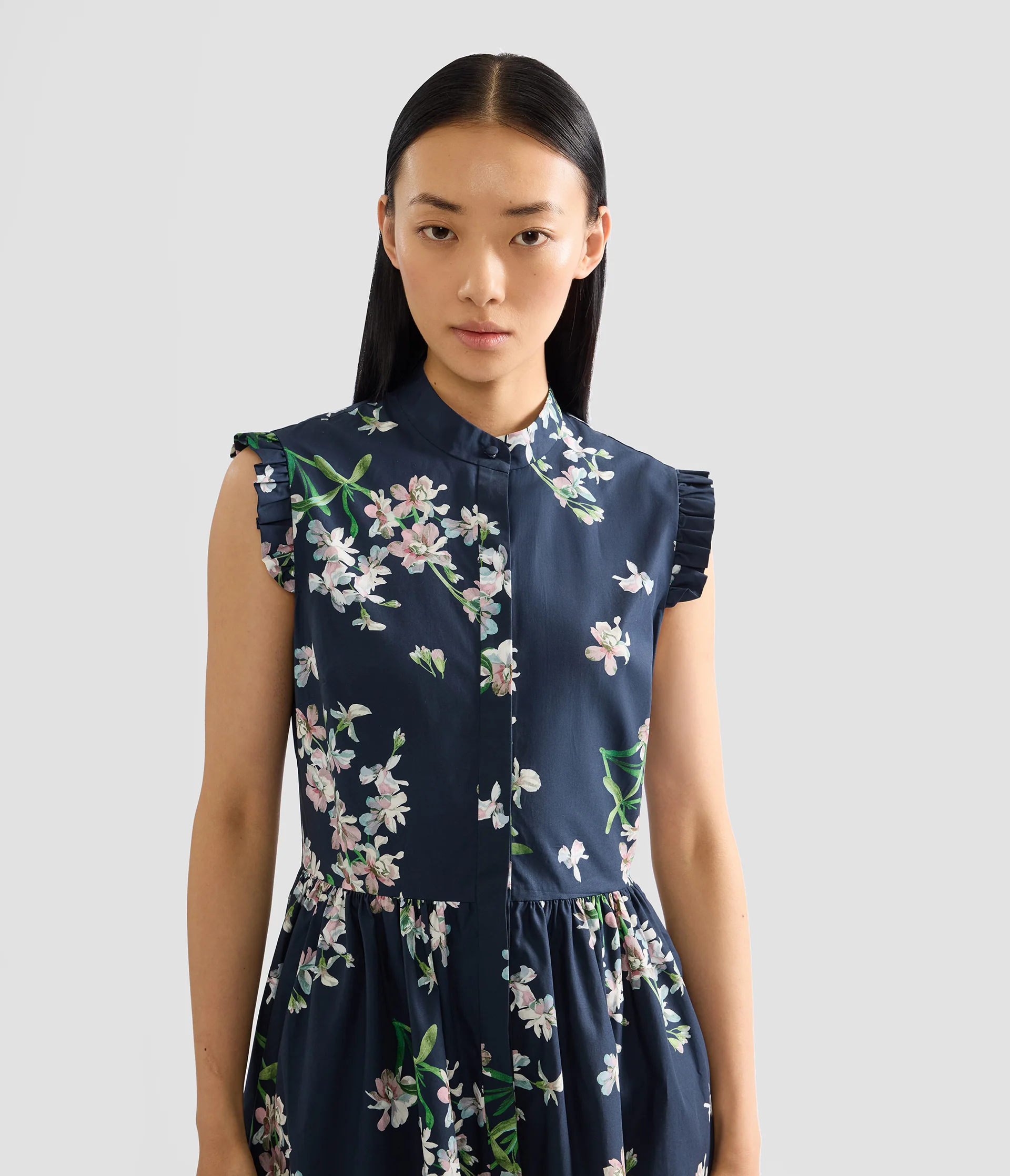 Floral Cotton Sleeveless Midi Dress - Image 4