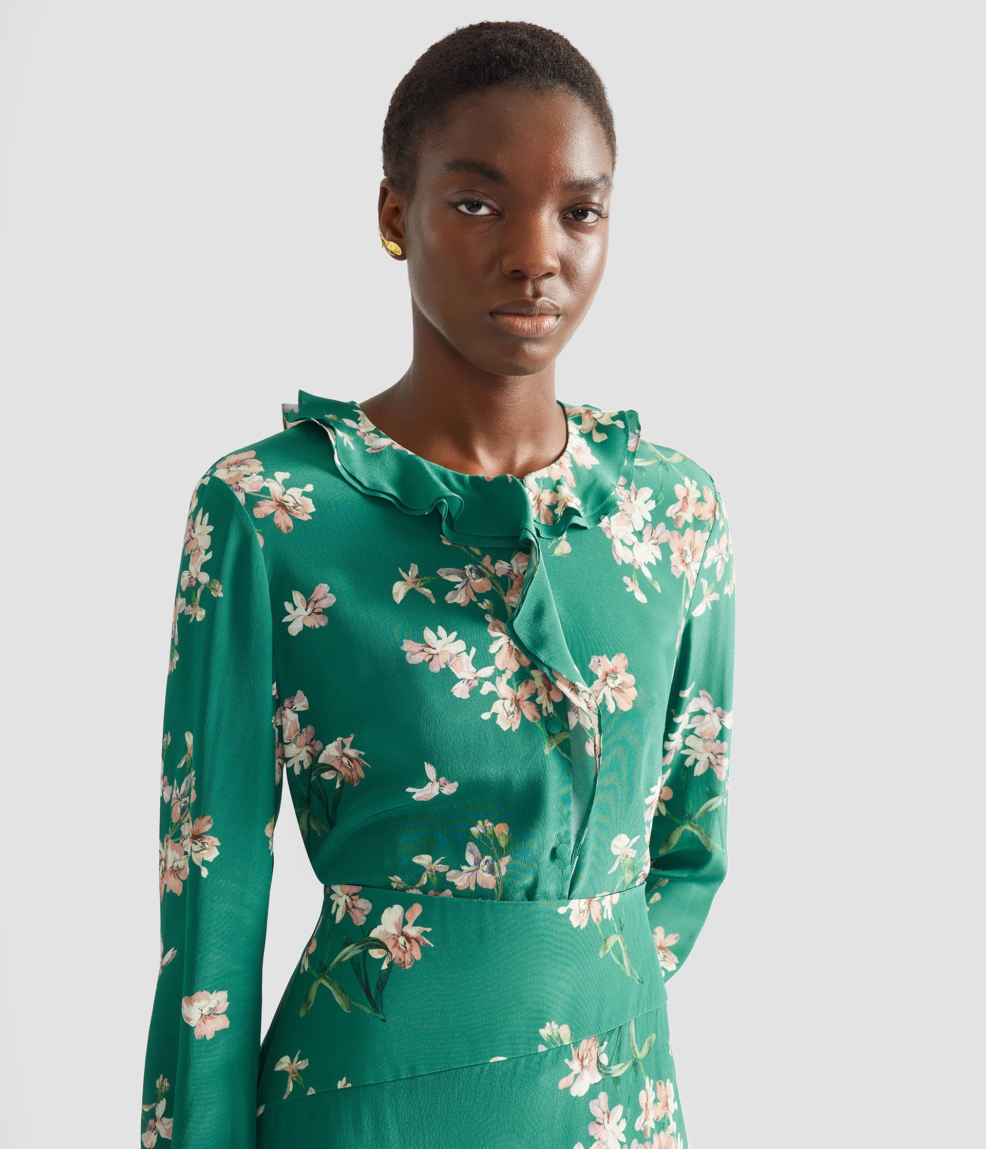 Floral Crepe De Chine Long Sleeve Shirt - Image 5