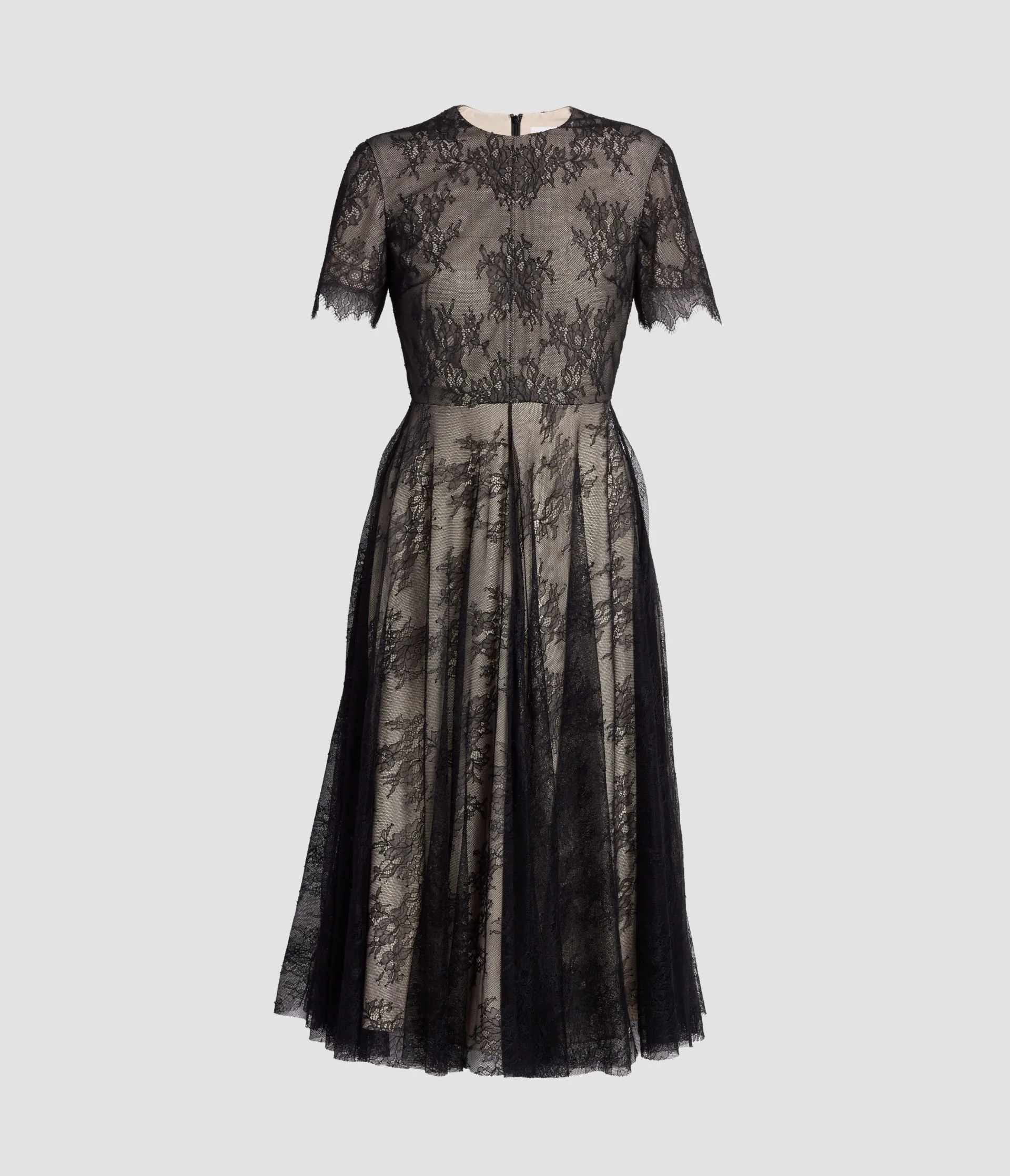 Floral Lace Short Sleeve Midi Dress