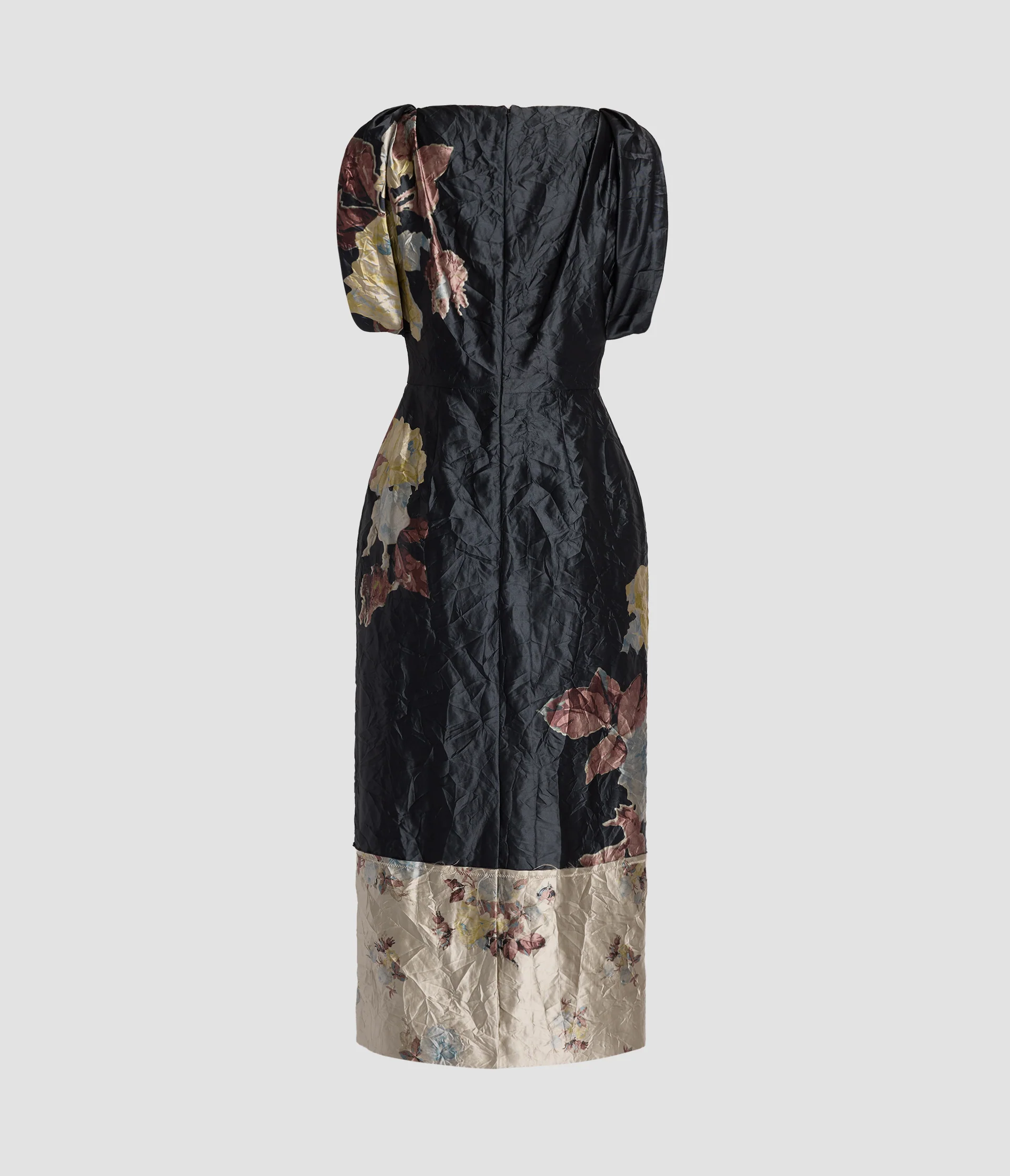 Floral Textured Satin Midi Dress - Image 2