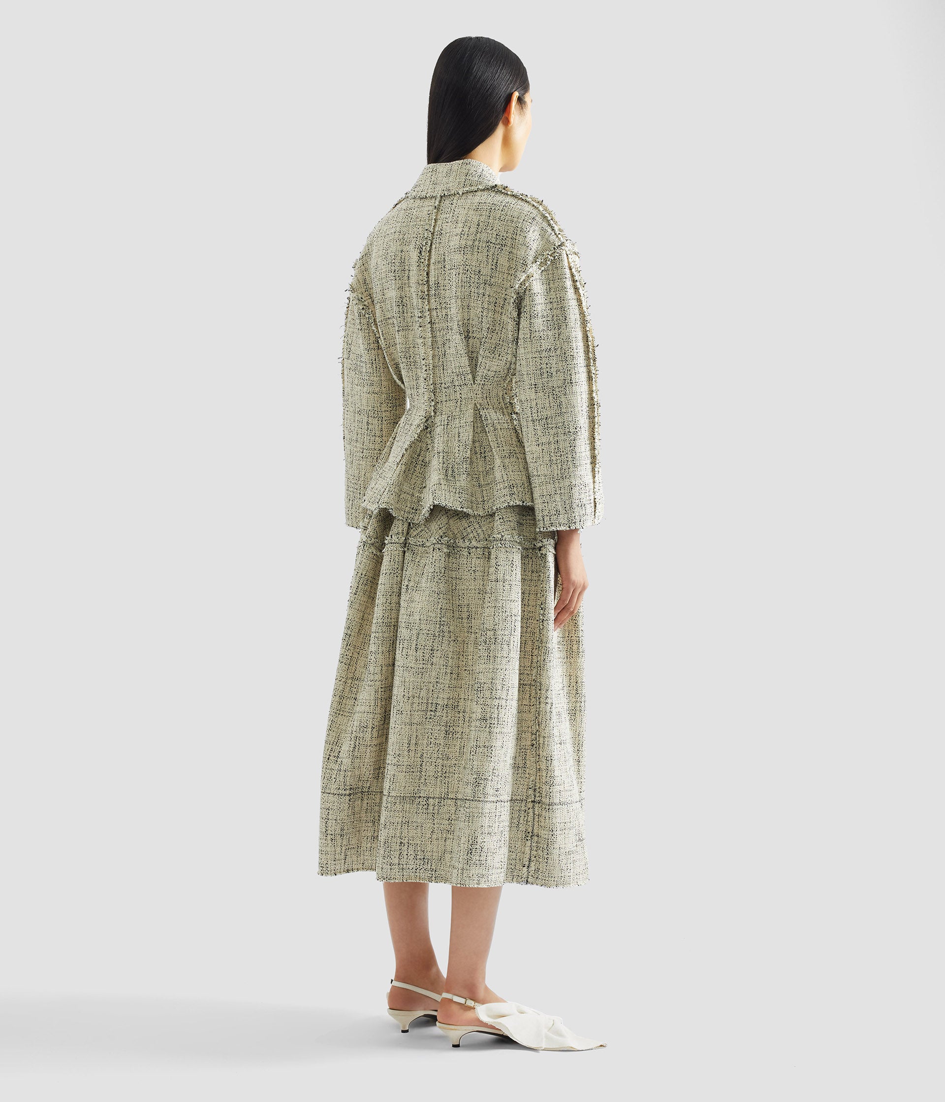 Mouline Tweed Full Midi Skirt - Image 3