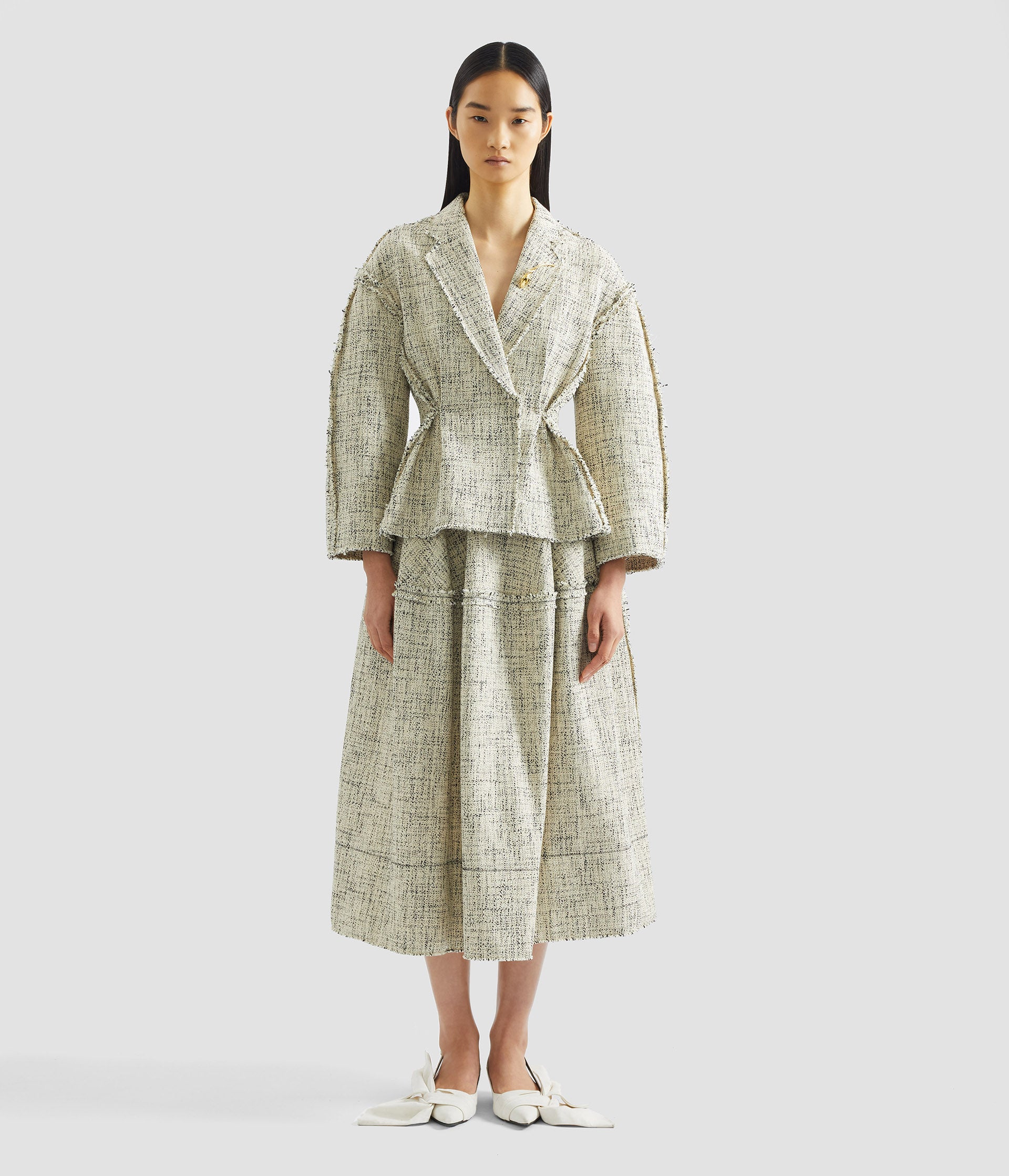 Mouline Tweed Full Midi Skirt - Image 4