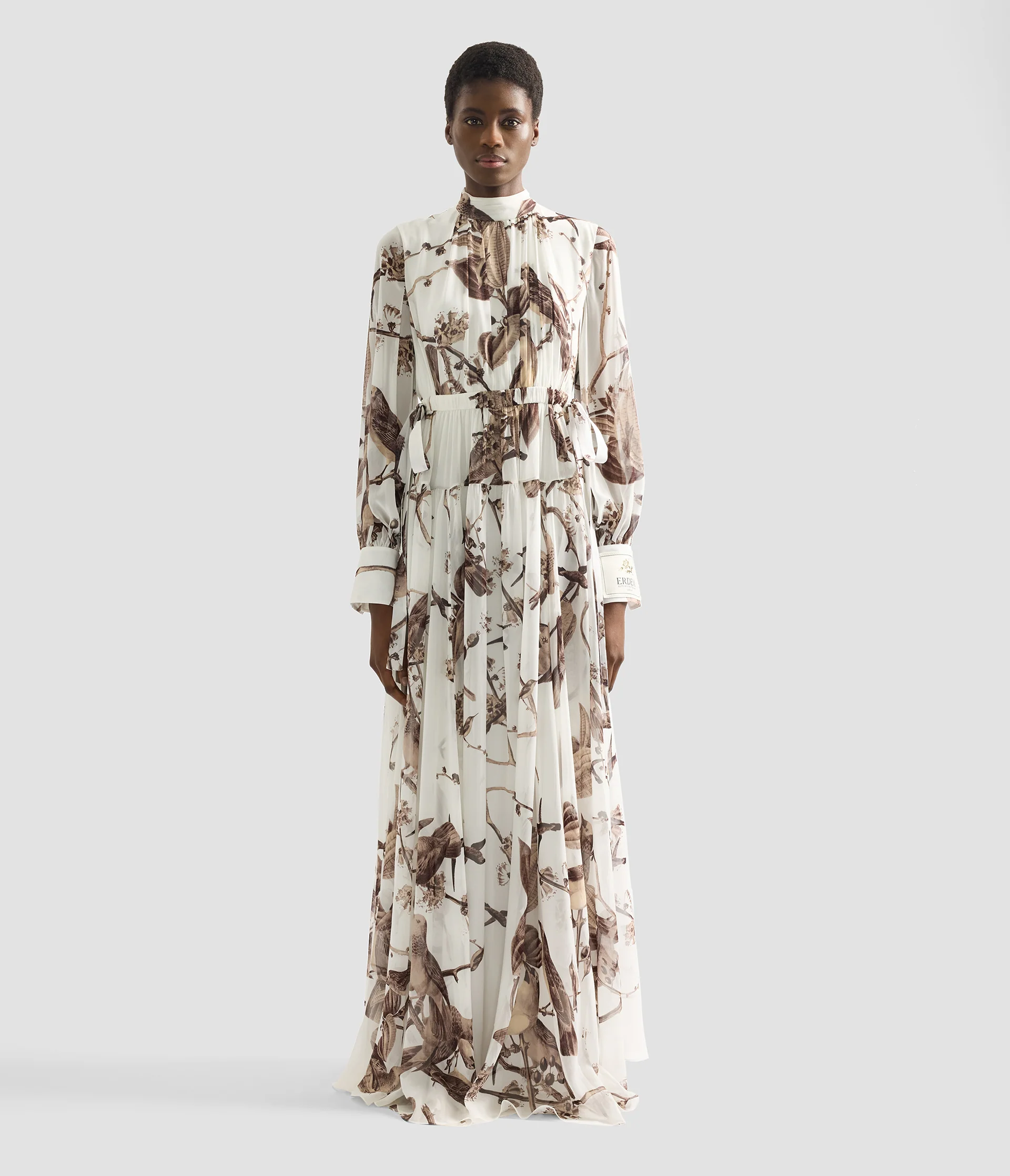 Printed Silk Voile Long Sleeve Gown - Image 4