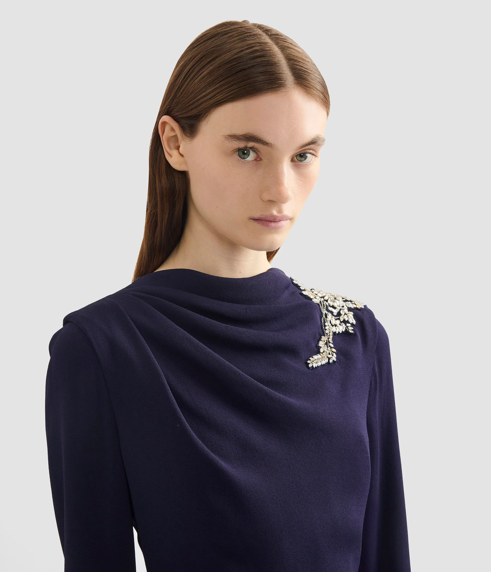 Embellished Sable Long Sleeve Gown - Image 4