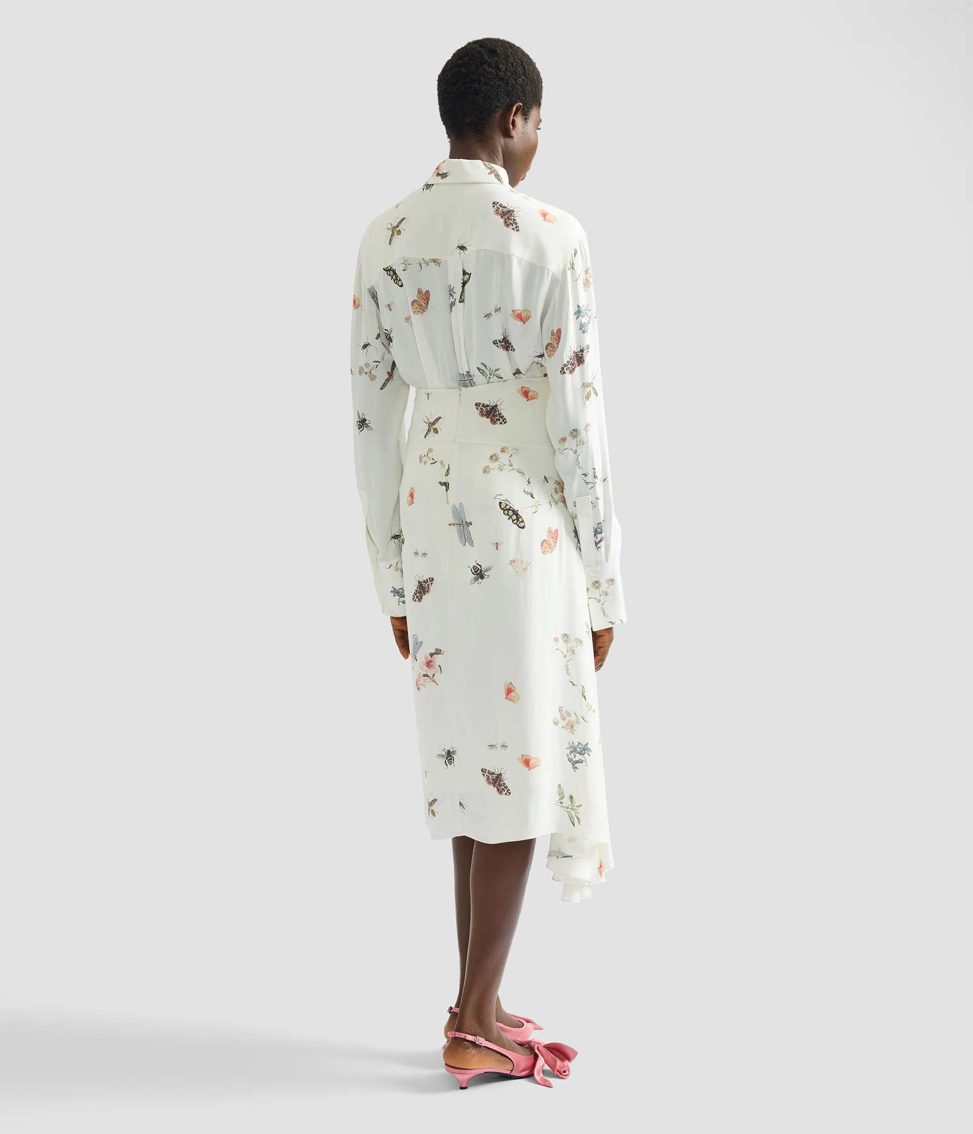 Printed Crepe Draped Midi Skirt - Image 3