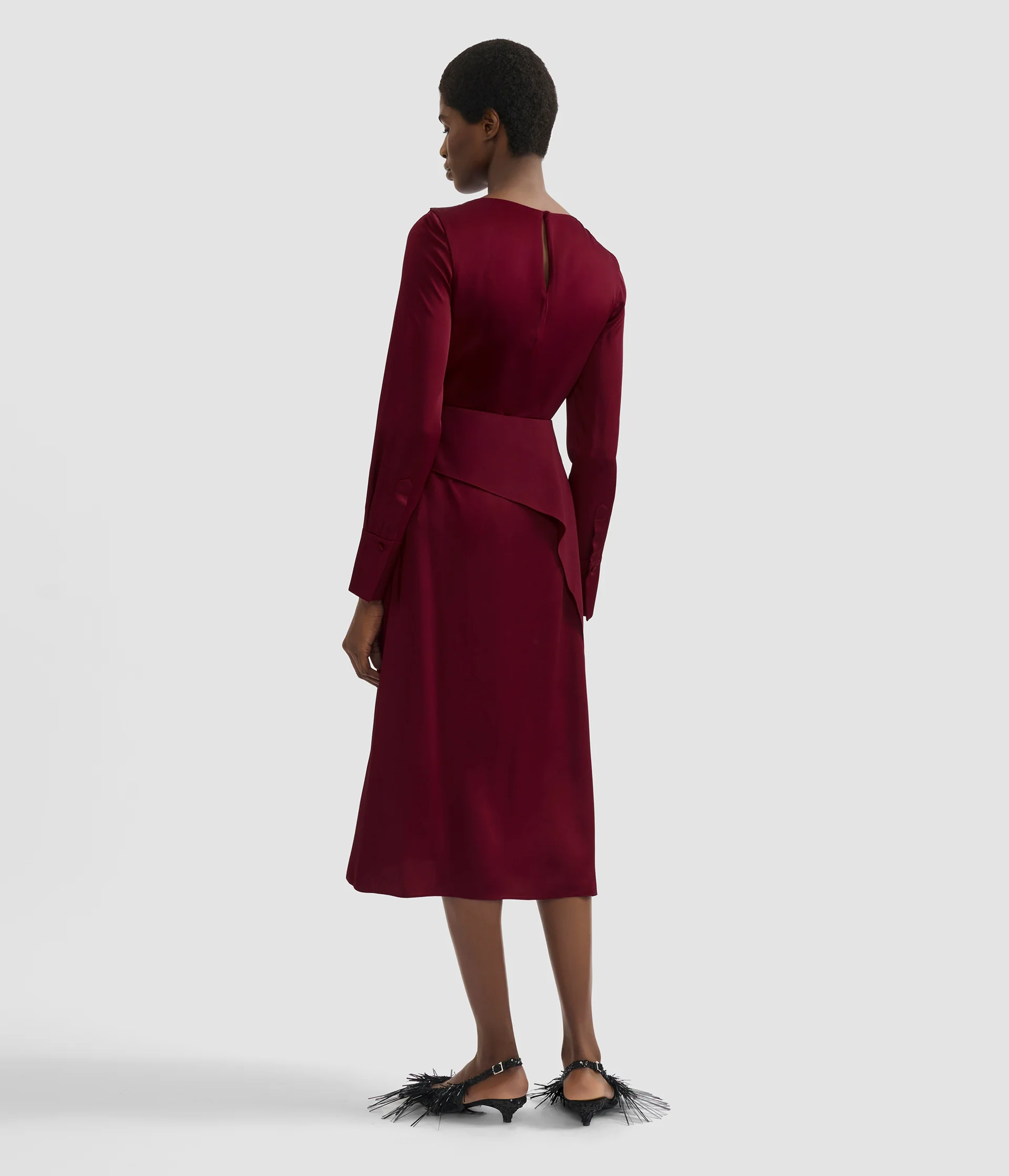 Draped Satin Cady Long Sleeve Blouse - Image 3