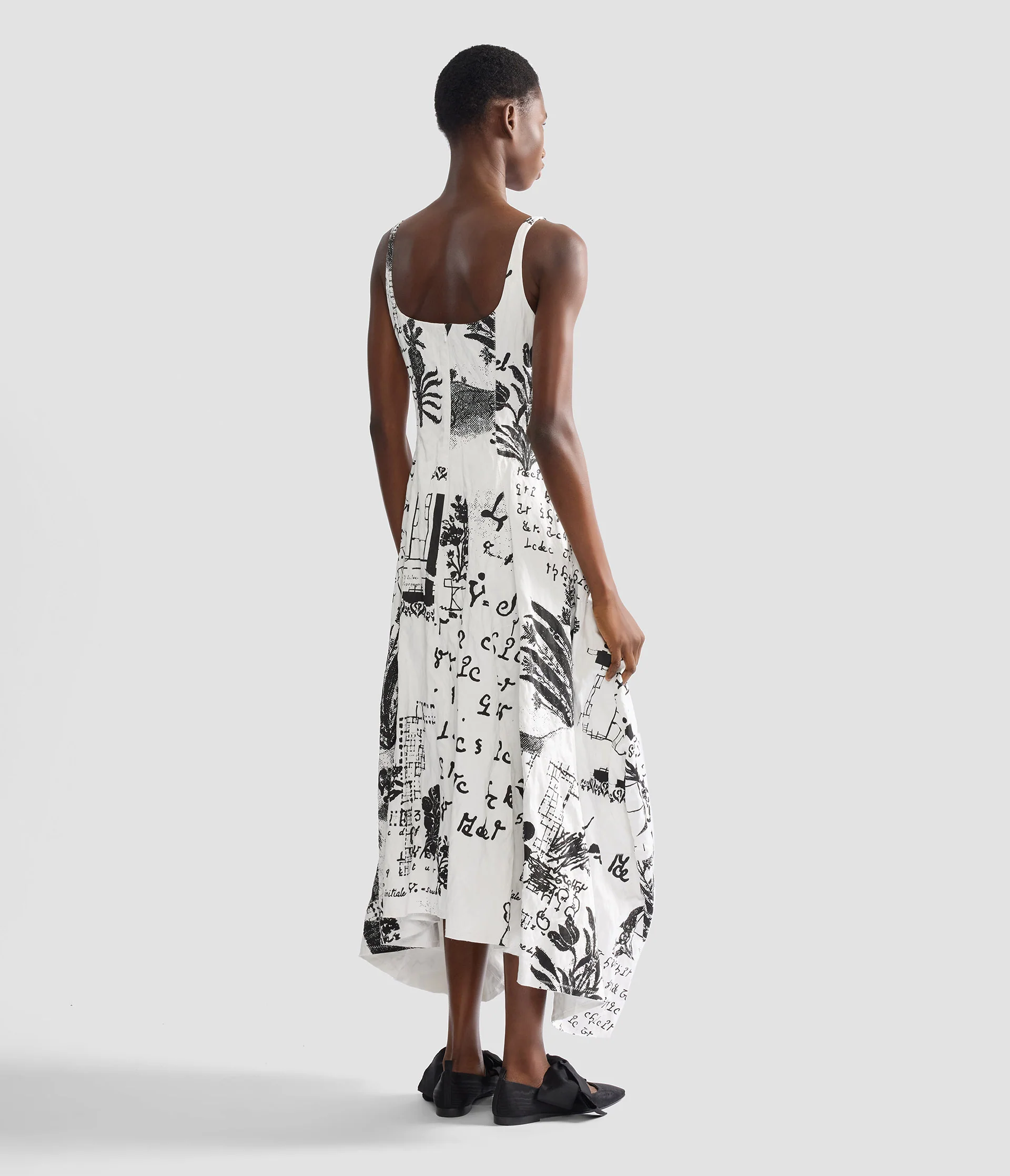 Metallised Cotton Draped Midi Dress - Image 3