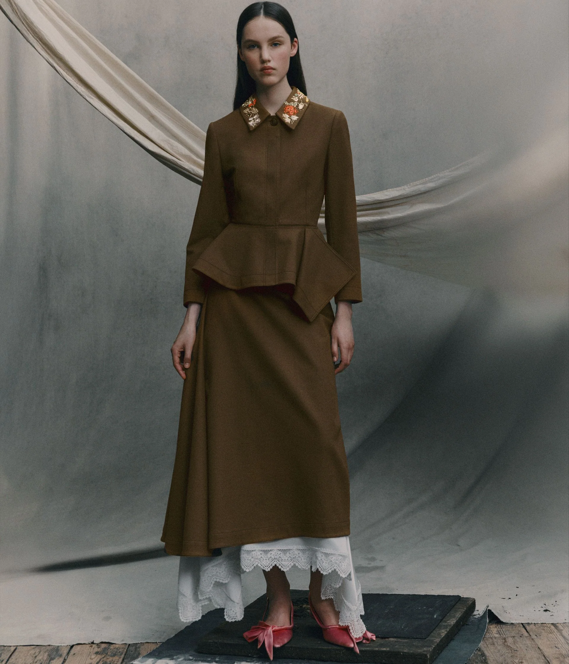 Draped Crepe Midi Skirt - Image 5