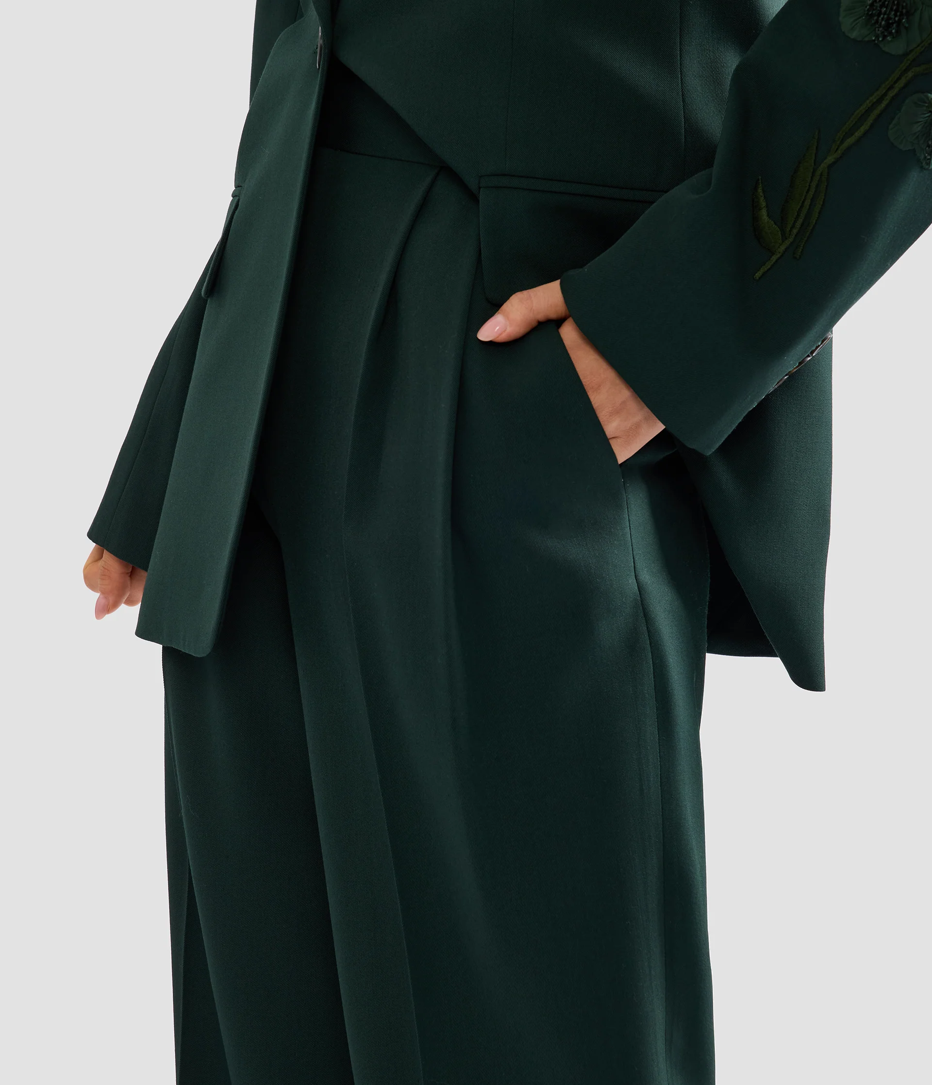 Pleatable Wool Wide Leg Trouser - Image 4