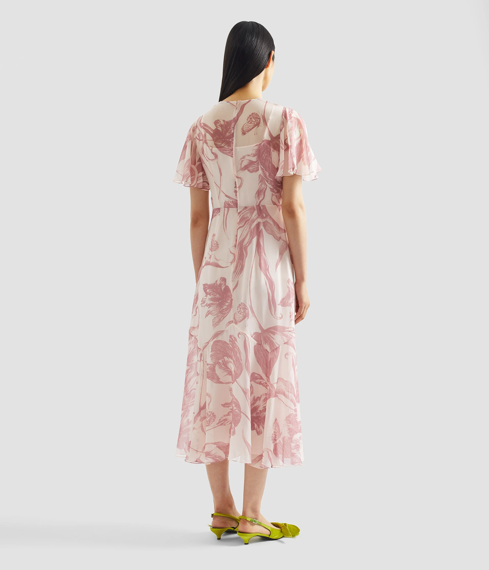 Floral Print Silk Voile Midi Dress - Image 3