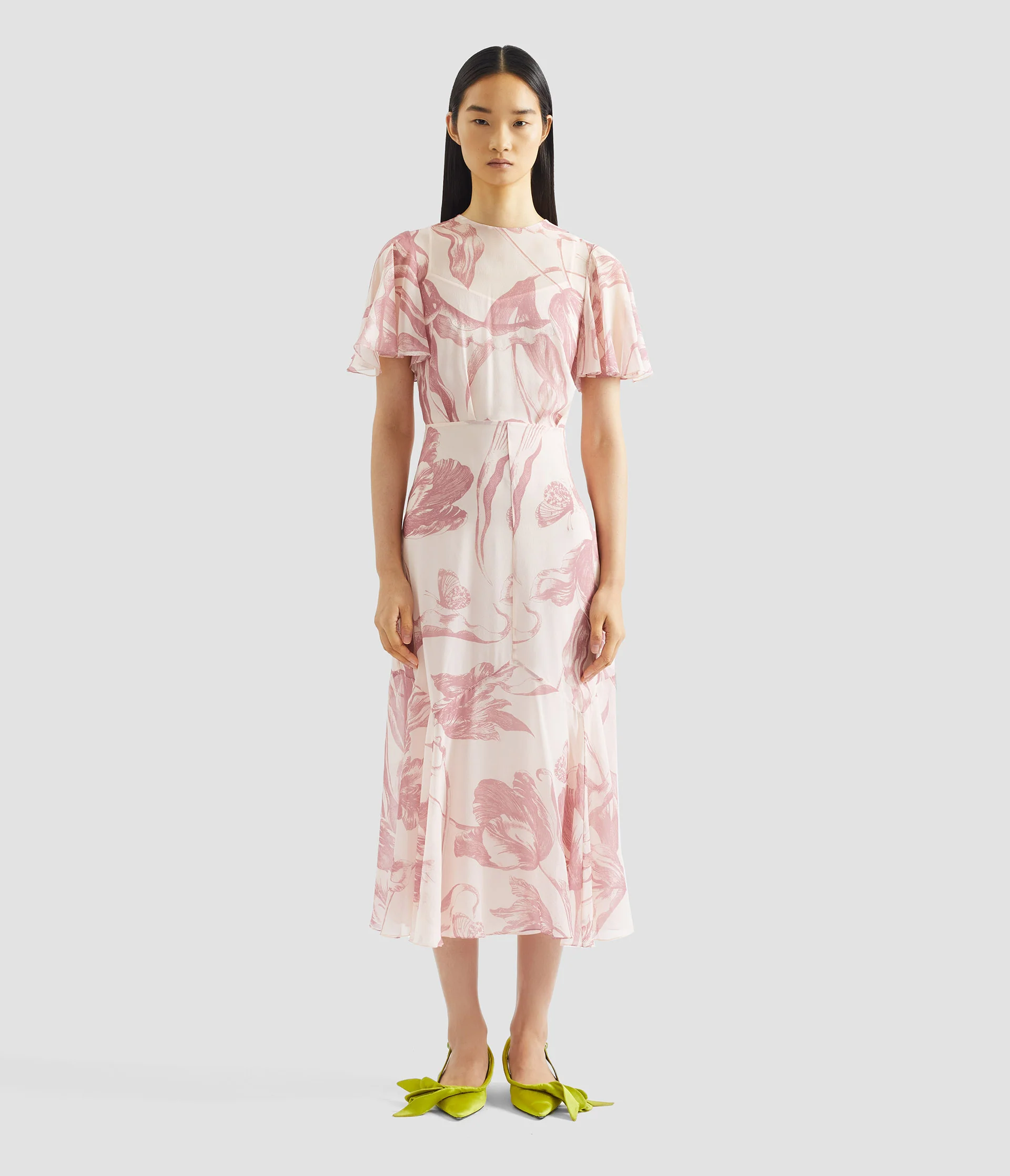 Floral Print Silk Voile Midi Dress - Image 4