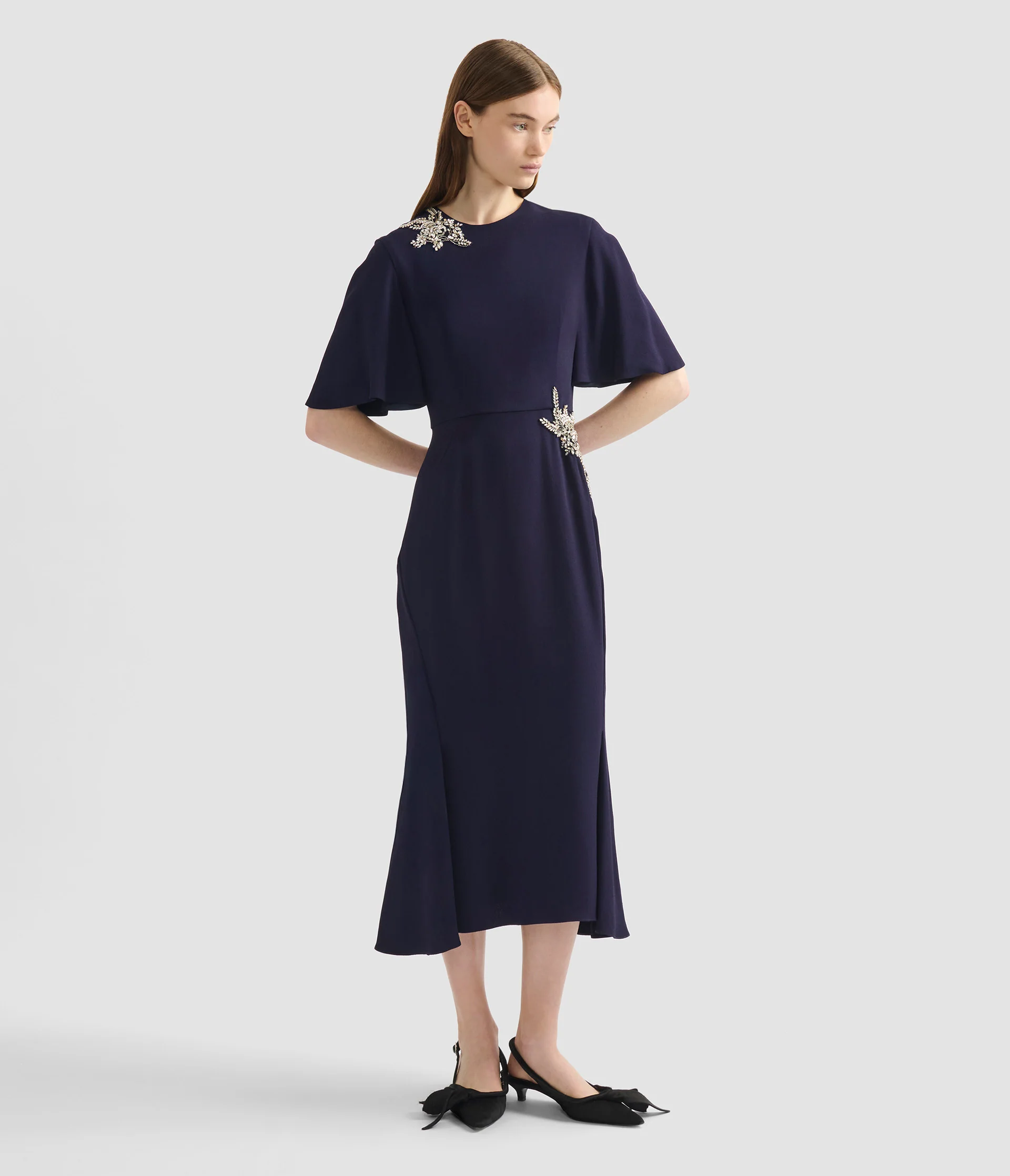 Embellished Sable Short Sleeve Midi Dress - Image 2