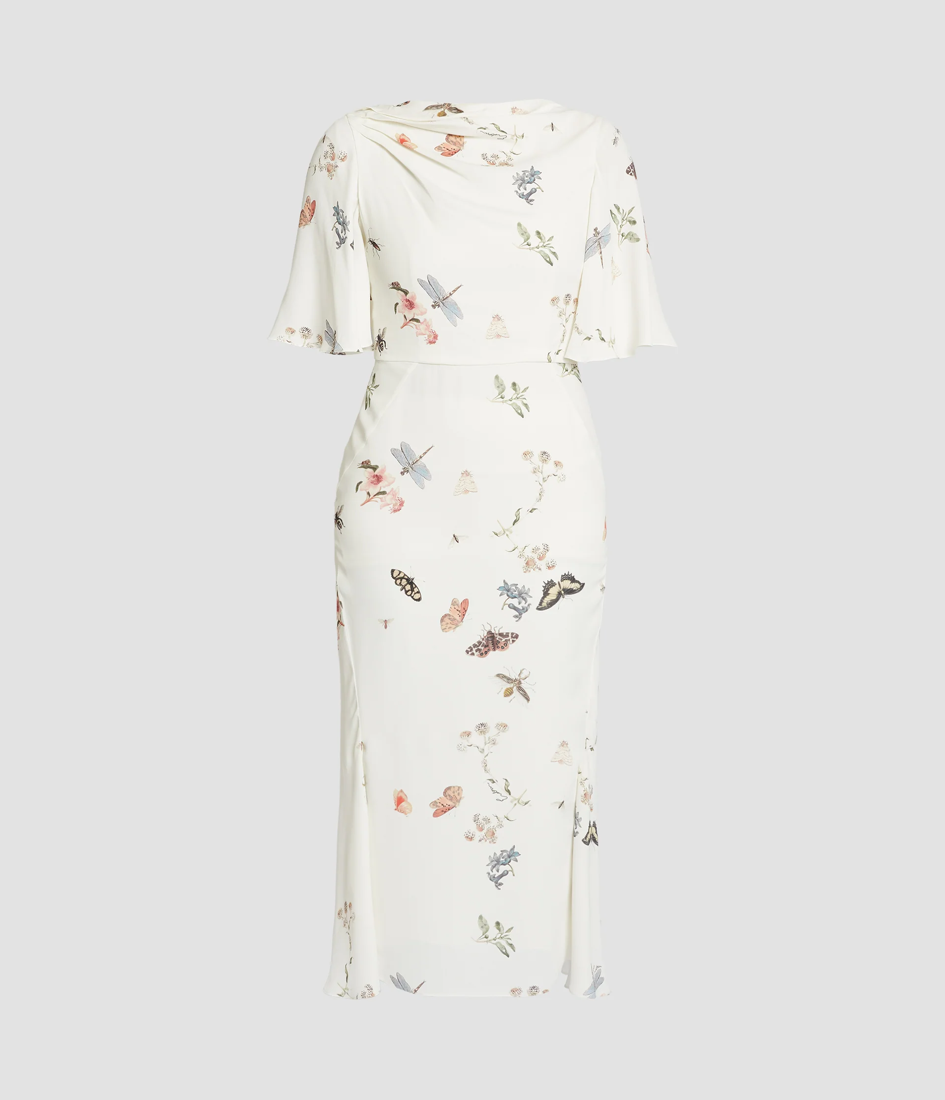 Printed Crepe Midi Dress