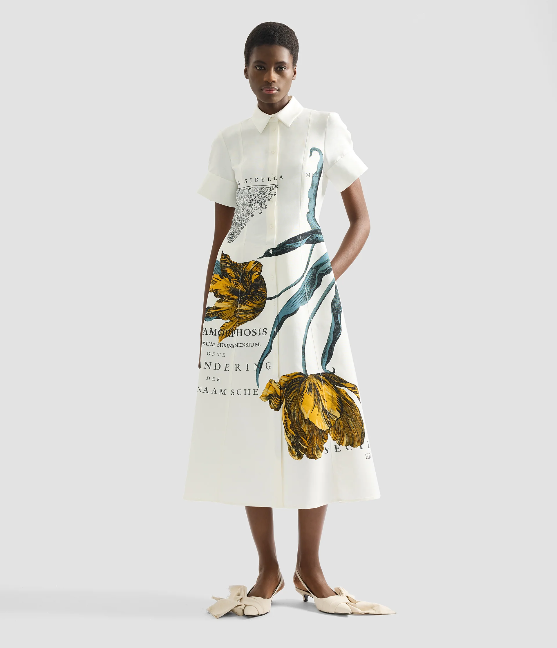Floral Print Cotton Faille Midi Dress - Image 2