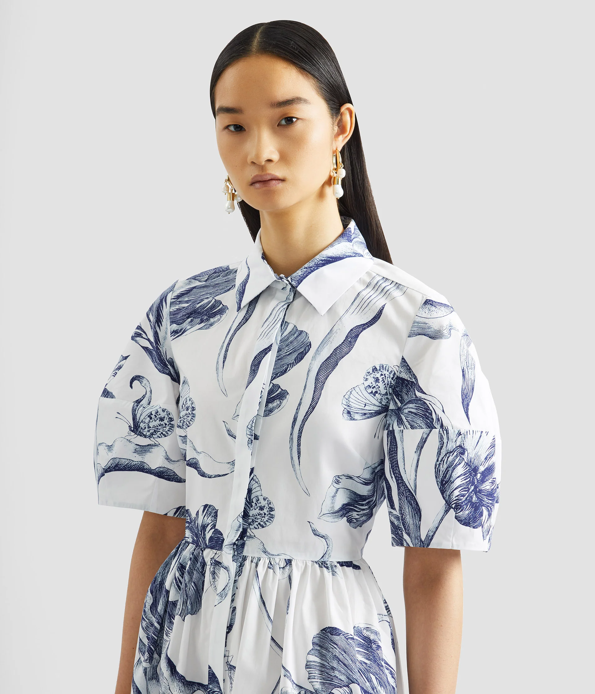 Floral Print Short Sleeve Shirt Dress - Image 5