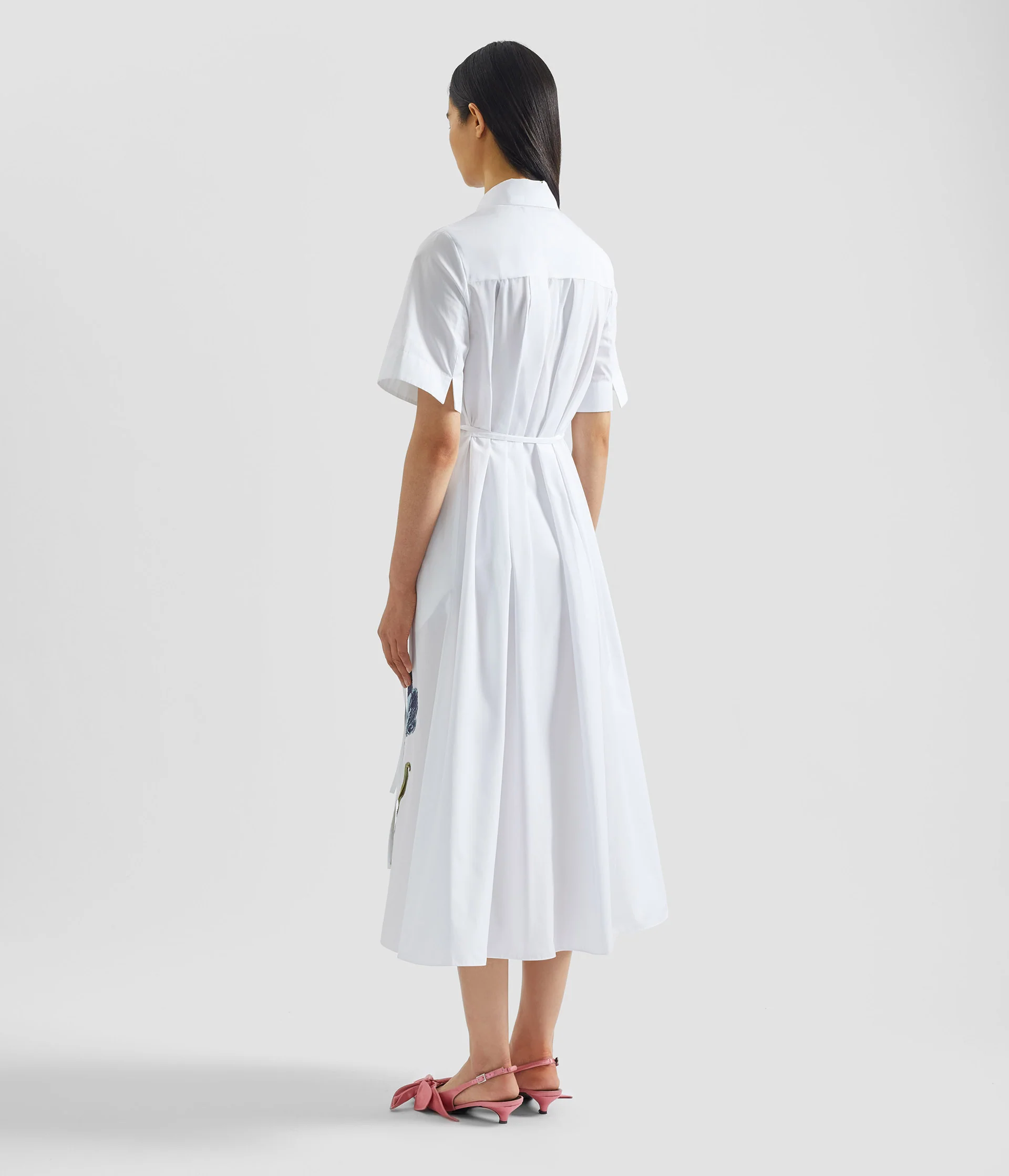 Embroidered Short Sleeve Shirt Dress - Image 3