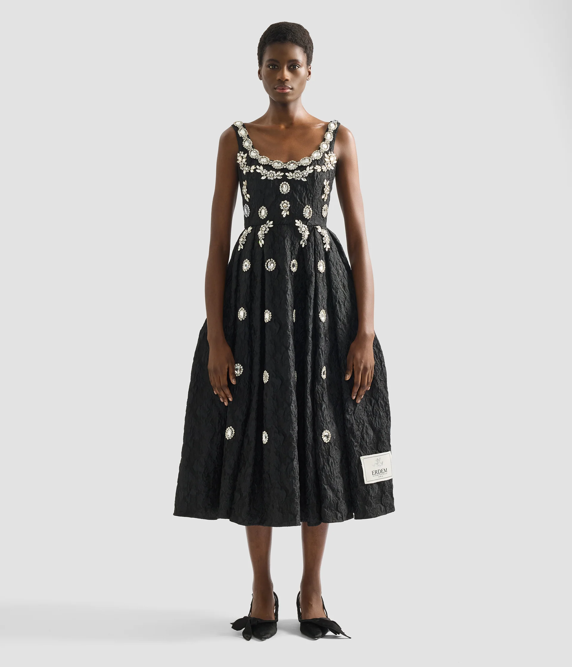 Embroidered Cloque Jacquard Sleeveless Midi Dress - Image 4