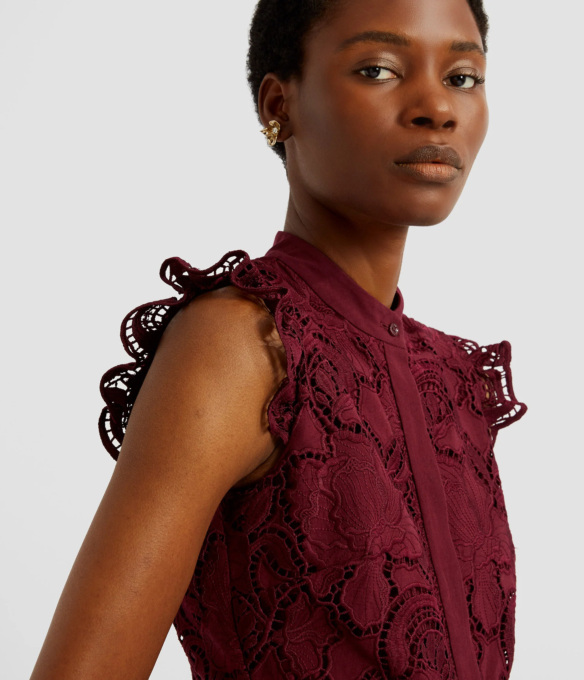 Floral Cutwork Flared Midi Dress - Image 5