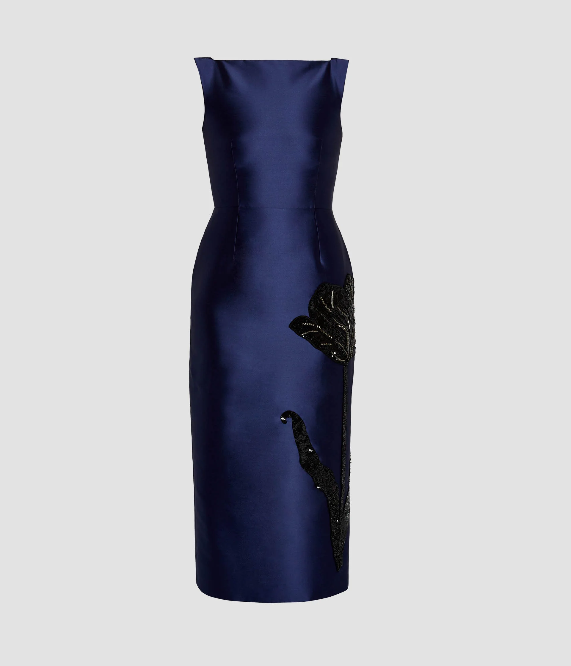 Embellished Mikado Sleeveless Midi Dress