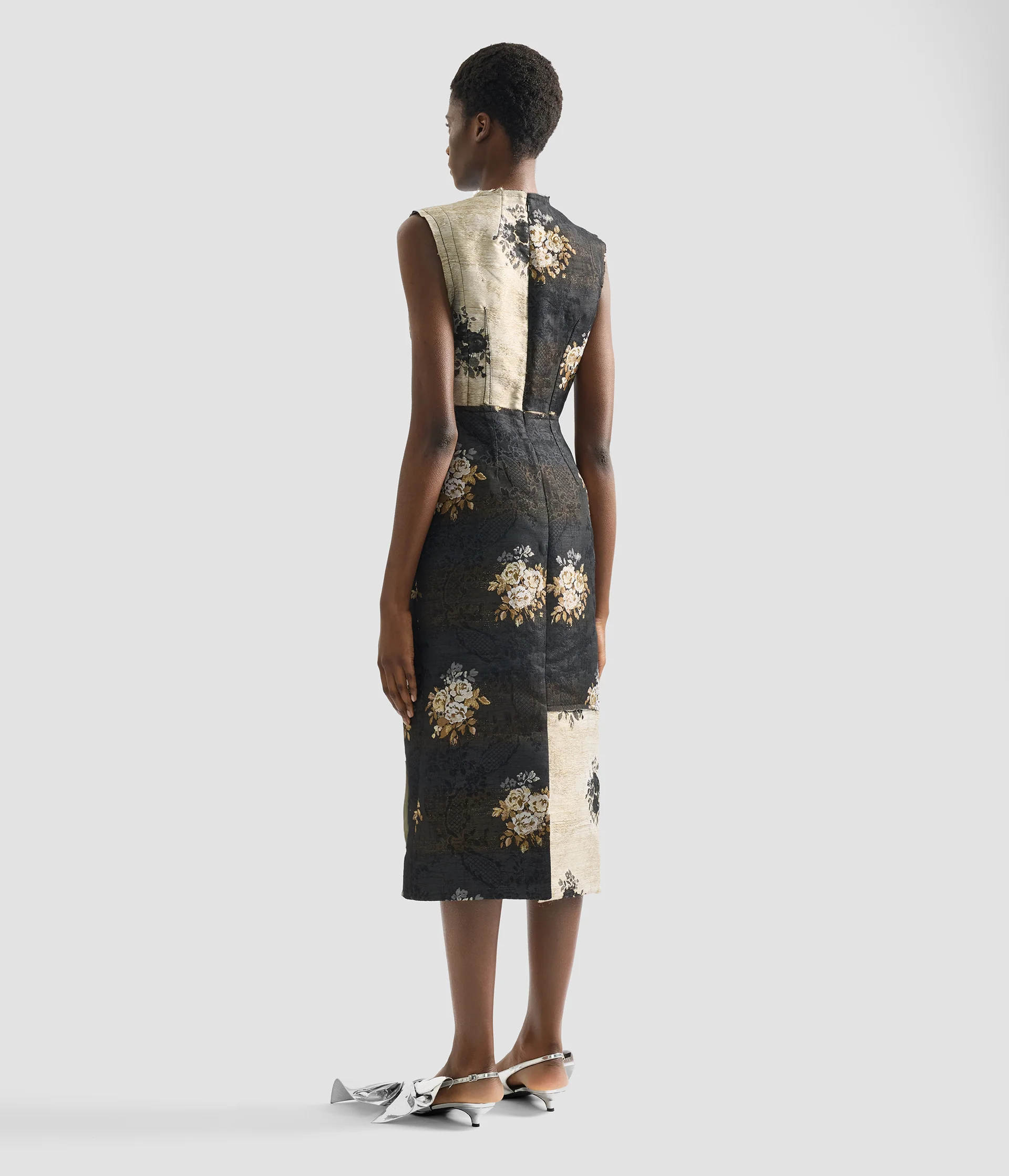 Floral Jacquard Sleeveless Midi Dress - Image 5