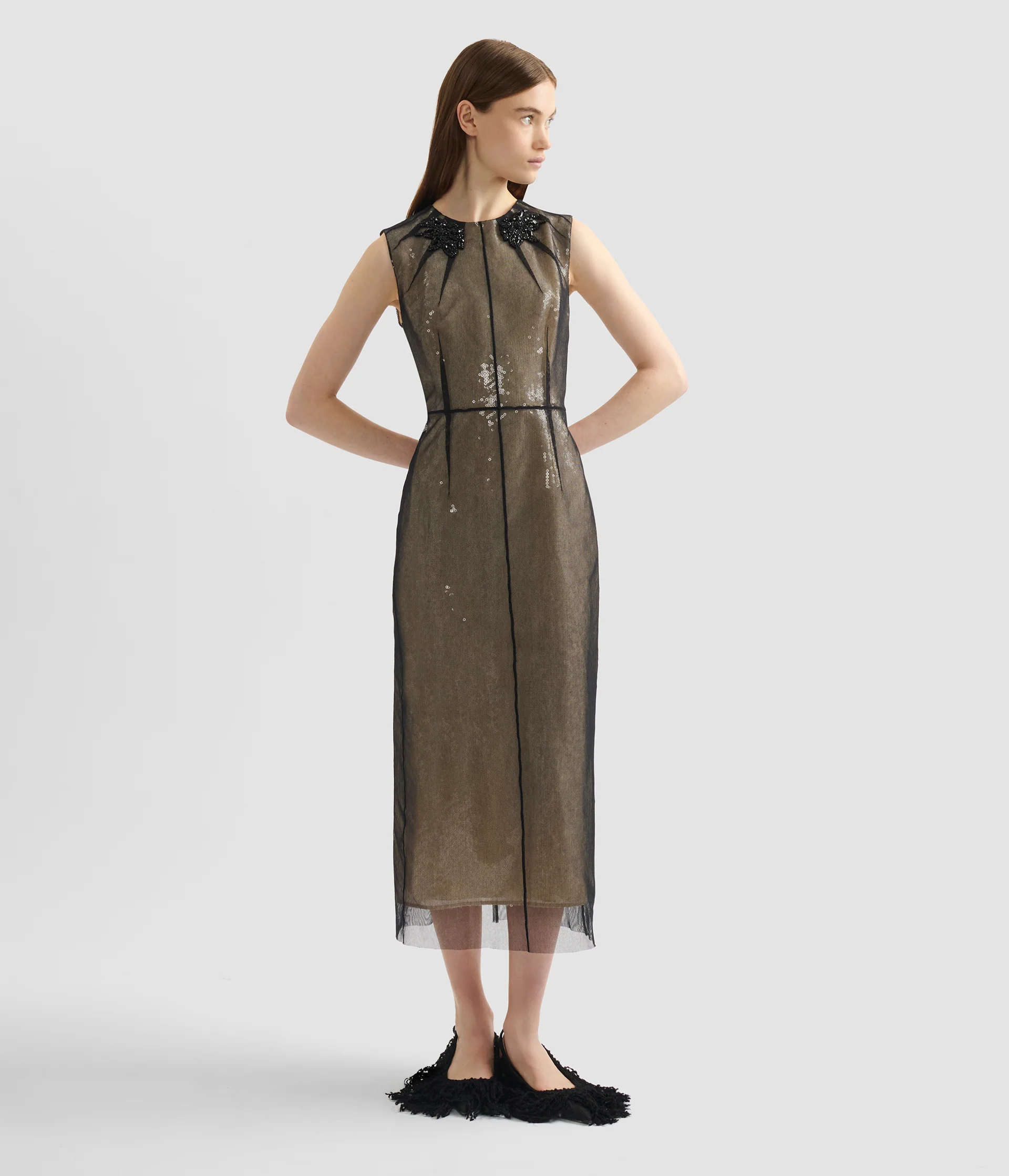 Embellished Organza Sequin Midi Dress - Image 2