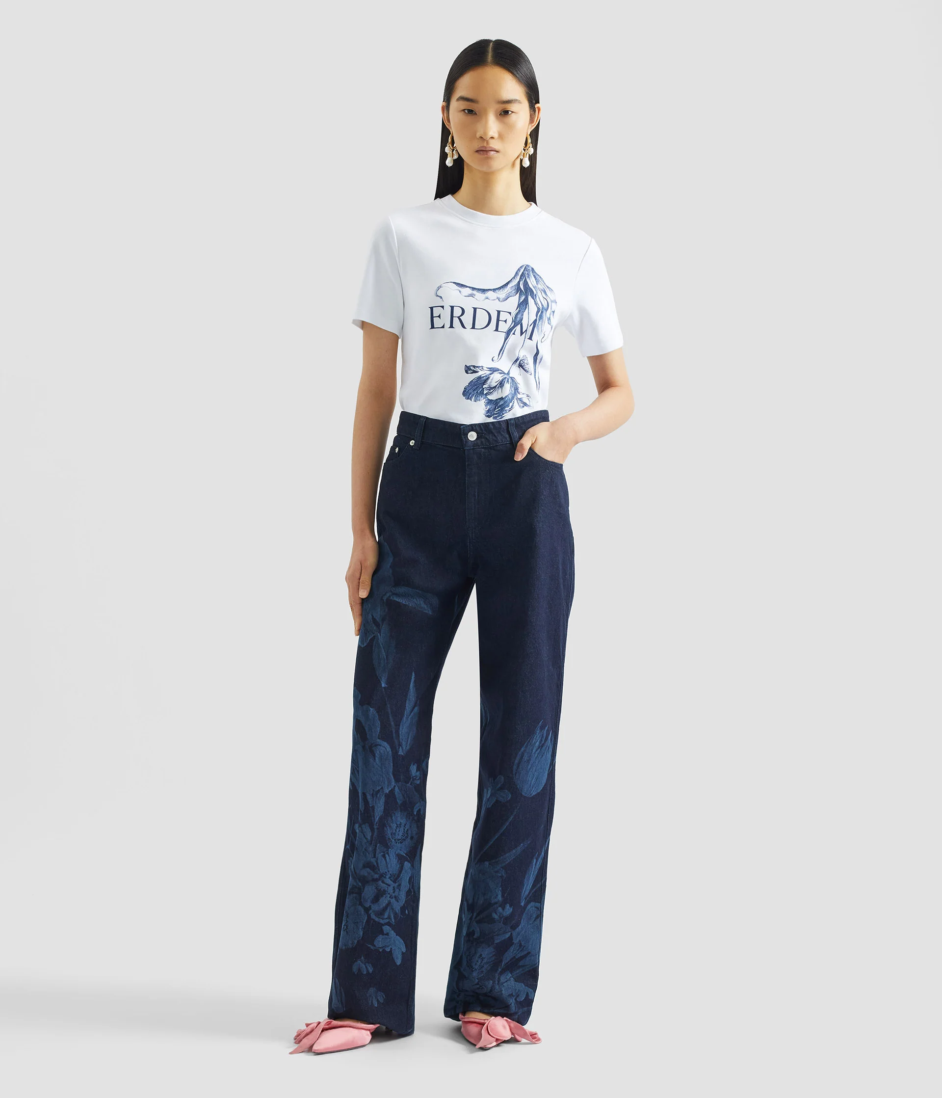 Printed Denim Straight Trouser - Image 2